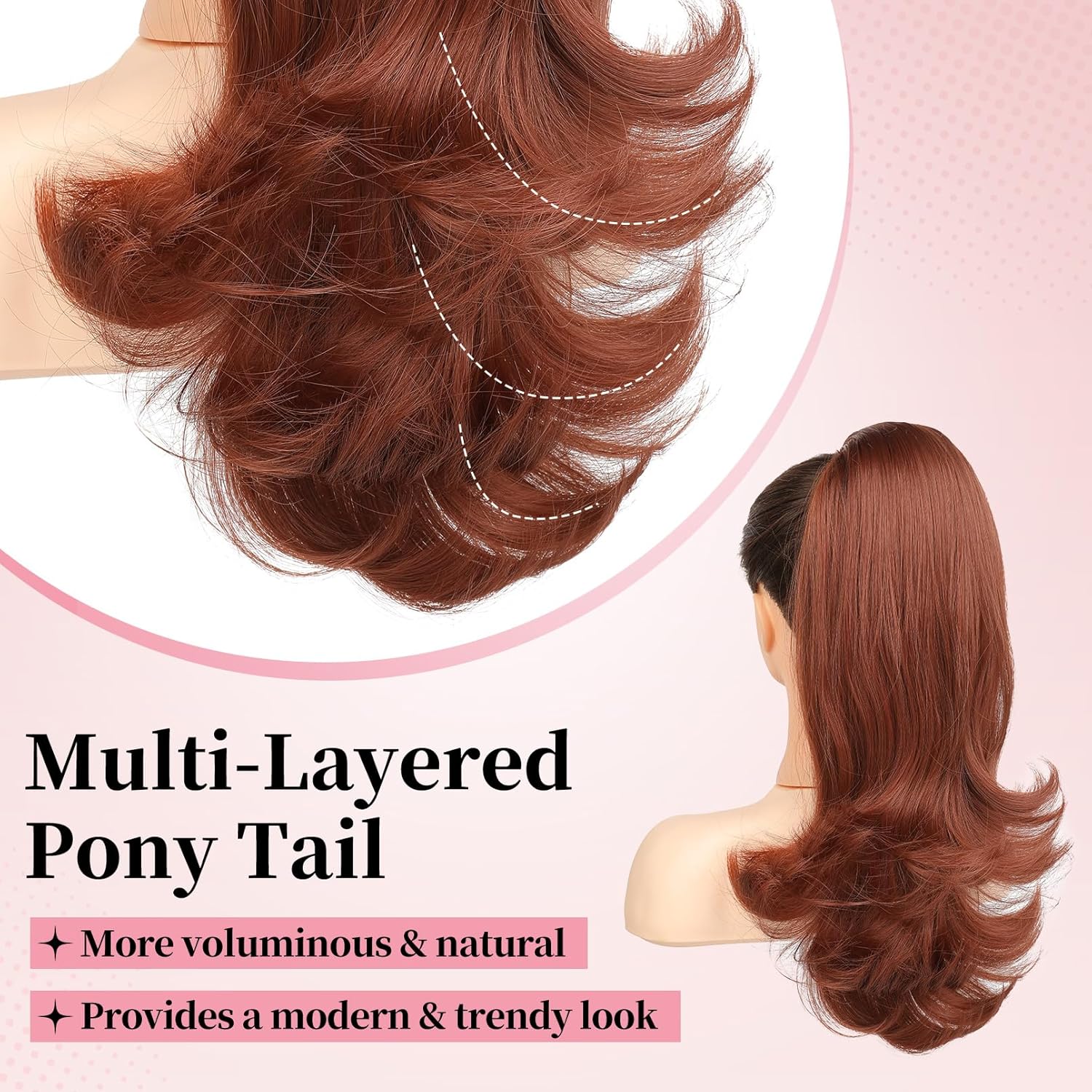 Extensión de cola de caballo con cordón, extensiones de cabello de cola de caballo de 18 pulgadas, extensiones de cabello largo ondulado y rizado,