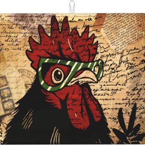 Sriyanka Tapete de secado de platos de gallo para encimera de cocina, granja, café, absorbente, de microfibra, tapete para escurrir platos, tamaño Sriyanka Tapete de secado de platos de gallo para encimera de cocina, granja, café, absorbente, de microfibra, tapete para escurrir platos, tamaño