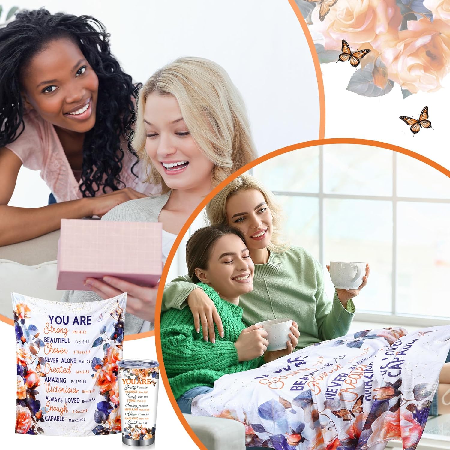 Buryeah 2 regalos cristianos para mujer que incluyen manta de franela de 51 x 59 pulgadas, vaso de acero inoxidable de 20 onzas, regalos religiosos,