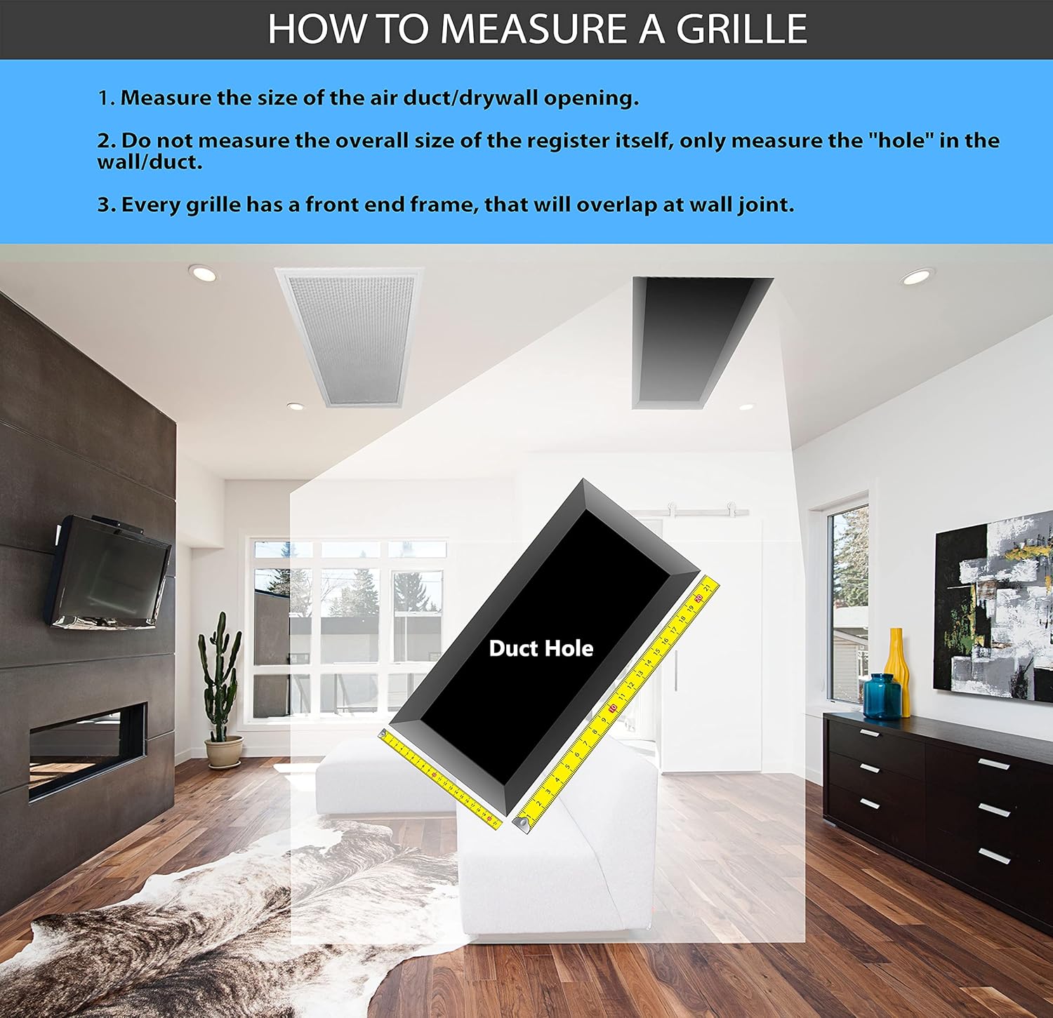 Rejilla de suministro de aire vertical de 2 vías de 30,5 cm x 20 cm – Tapa de ventilación y difusor – Cara plana estampada – Blanco. Dimensiones