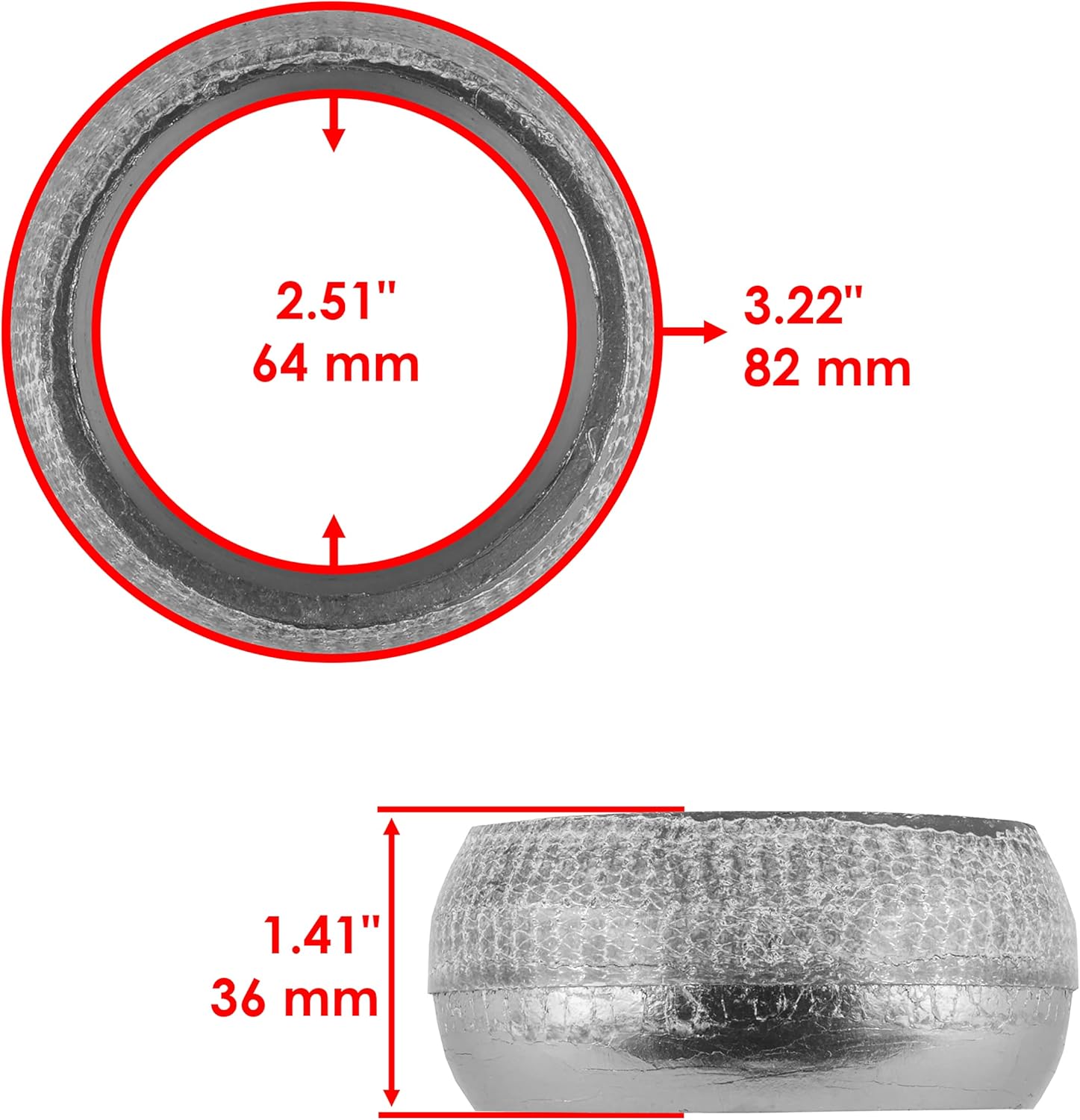 Caltric Junta de silenciador con sello de rosquilla de 2.5 pulgadas compatible con Polaris RZR XP 4 1000 2015 2016 2017 2018 2019 2020 2021 2022
