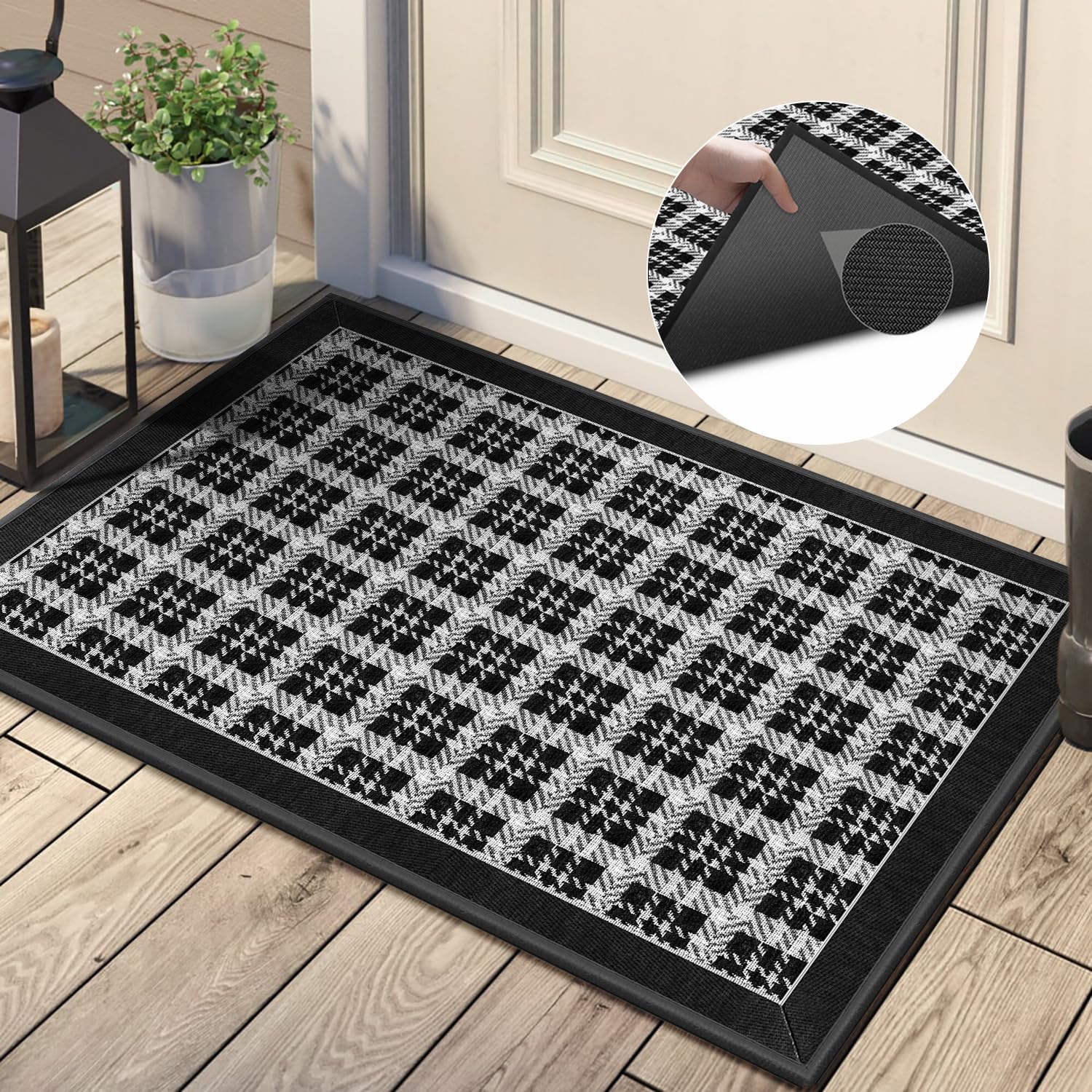 Inslde – Tapete antideslizante y absorbente y resistente a la suciedad, tapete de entrada de bajo perfil para el interior de la casa, tapete lavable
