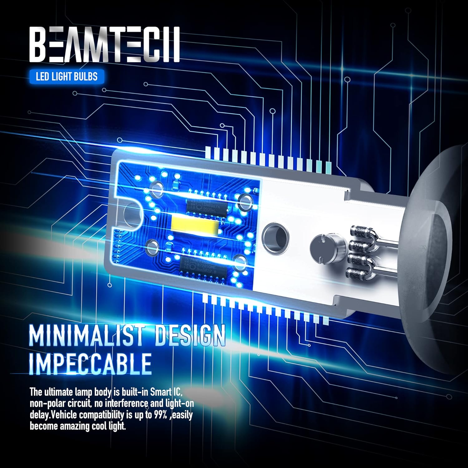 BEAMTECH Bombilla LED antiniebla H1, tamaño mini 11, 16 chips mejorados, extremadamente brillante, 2800 lúmenes, 6500 K, xenón blanco (paquete de 2)