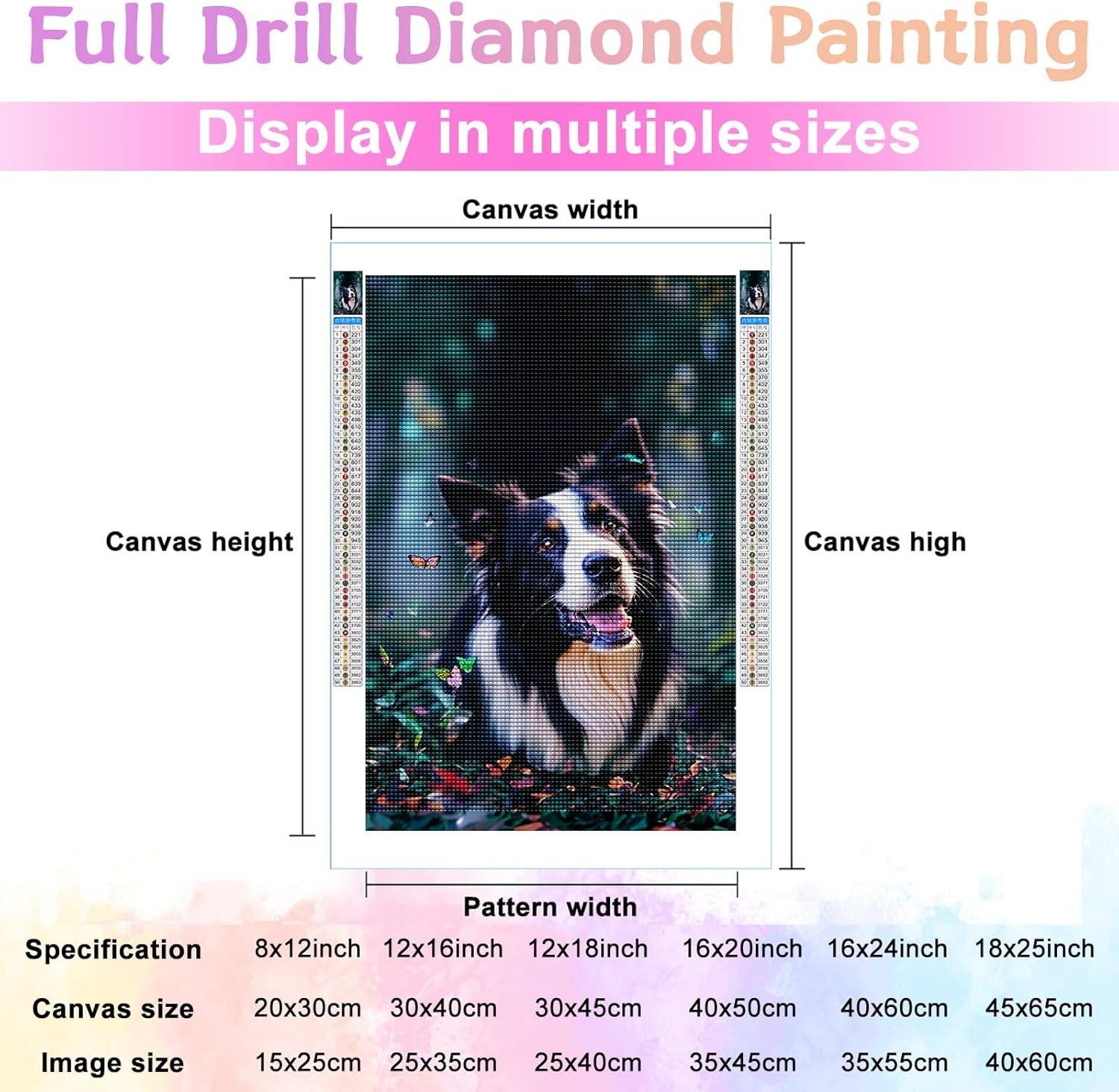 Noche Kits de pintura de diamantes de mariposa y pastor, divertido arte de perro, punto de cruz, diamante redondo 5D, para principiantes, producción