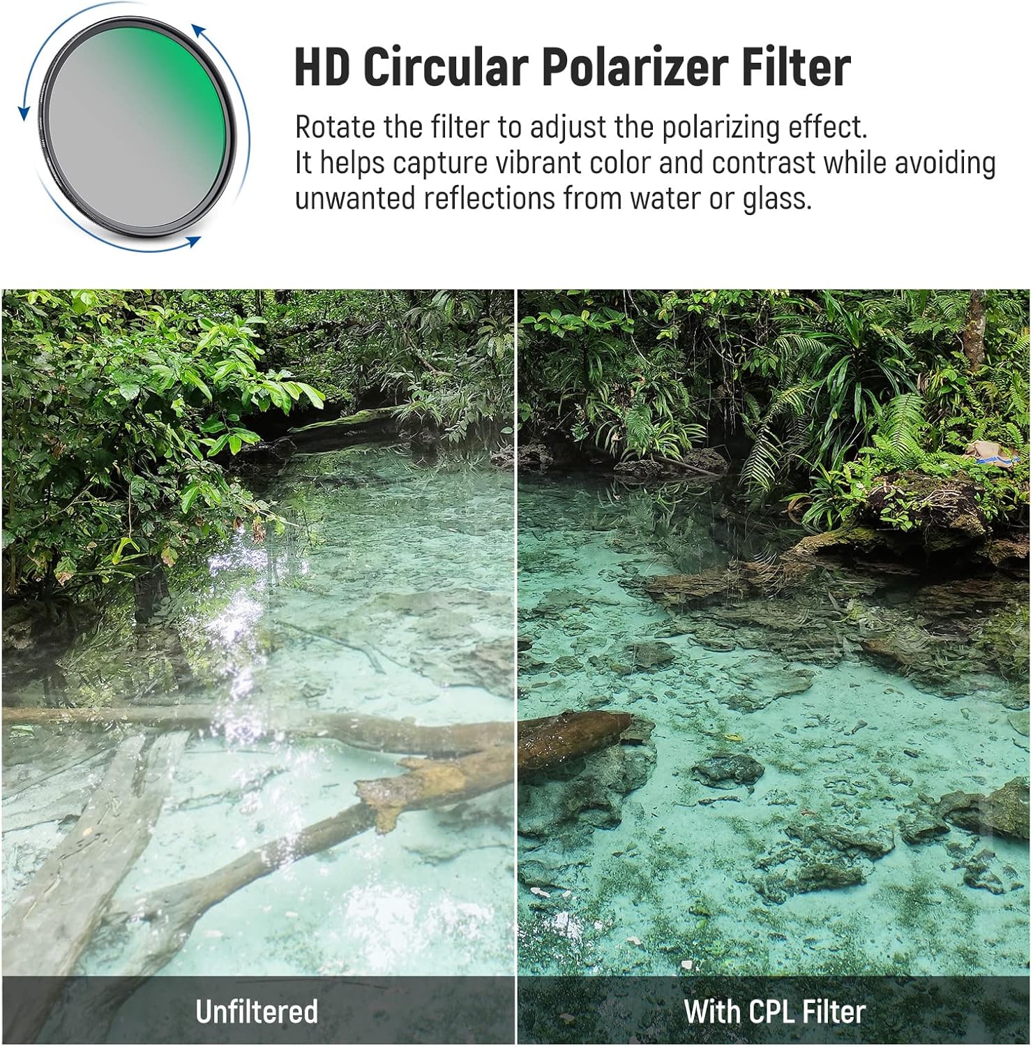 NEEWER Kit de filtro de lente UV CPL de 2.638 in, polarizador circularfiltro de lente de protección UV con vidrio óptico HD con revestimiento nano