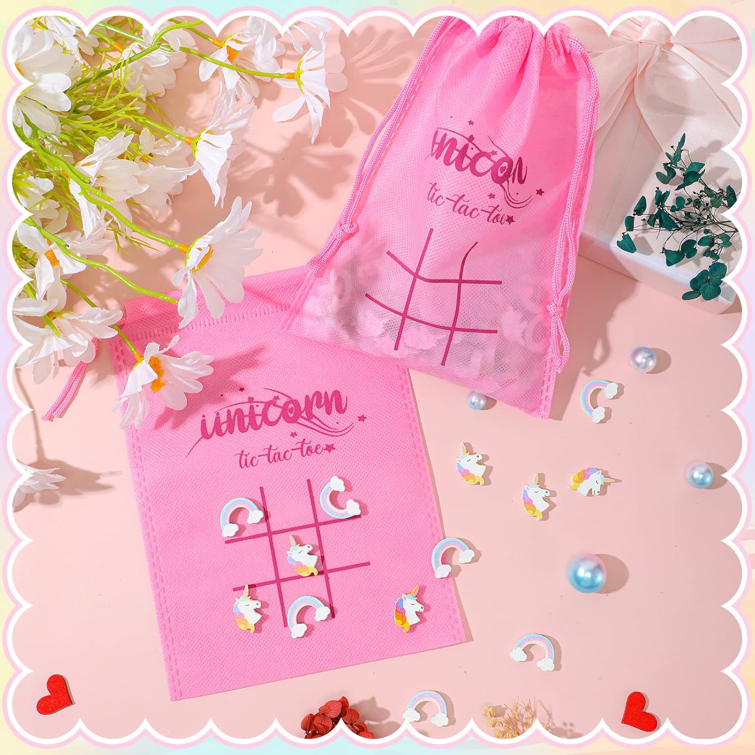 Sotiff Juego de 36 juegos de Tic Tac Toe a granel para niños, regalos del día de San Valentín para niños Tic Tac Toe con bolsa, juegos de premios