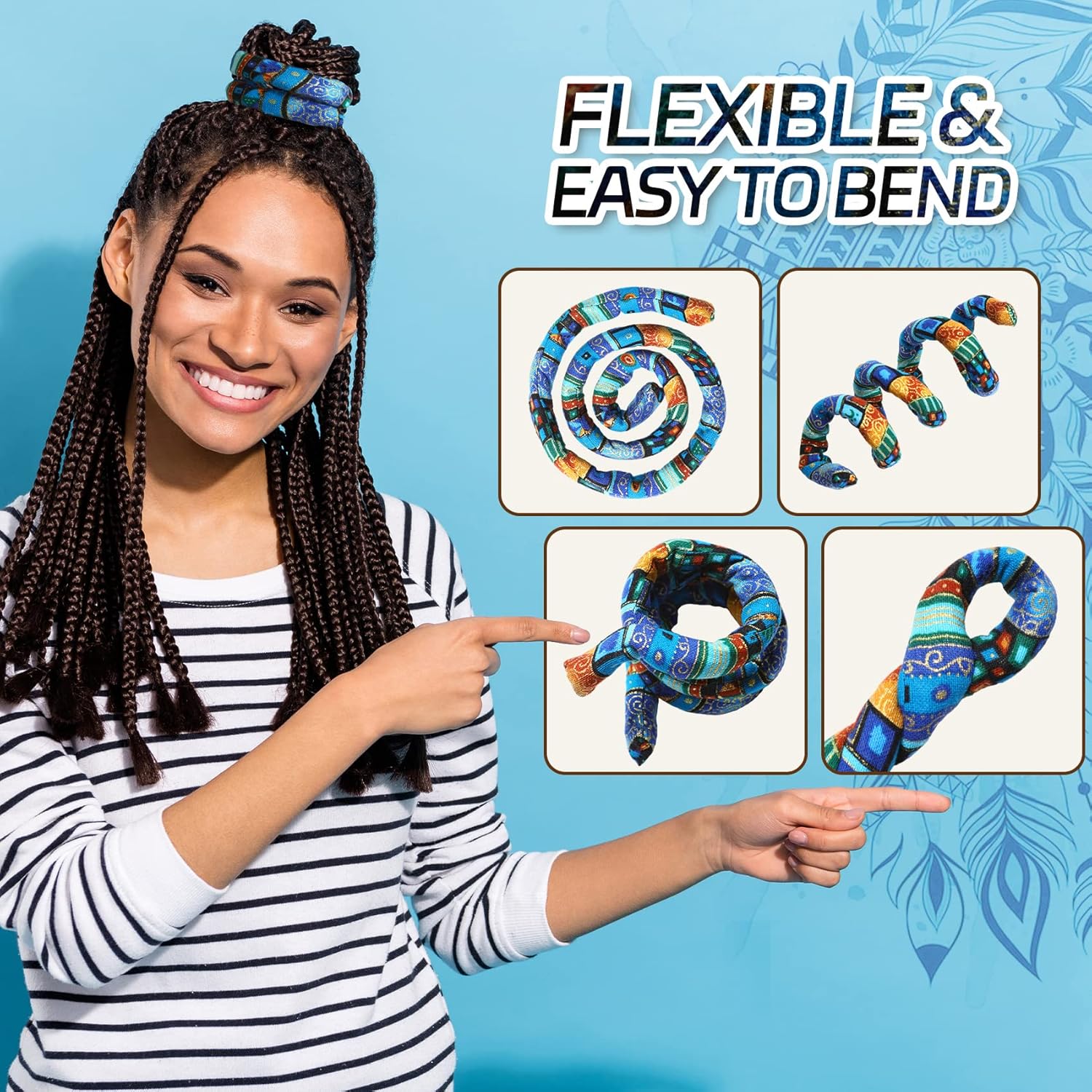 Spiral Lock Hair Tie Dreadlock Accessories – LUCHOI Bendable Loc Hair Tie Ponytail Holder, Iron Wire Long Dread Locks Hair Tie for Women Men Thick