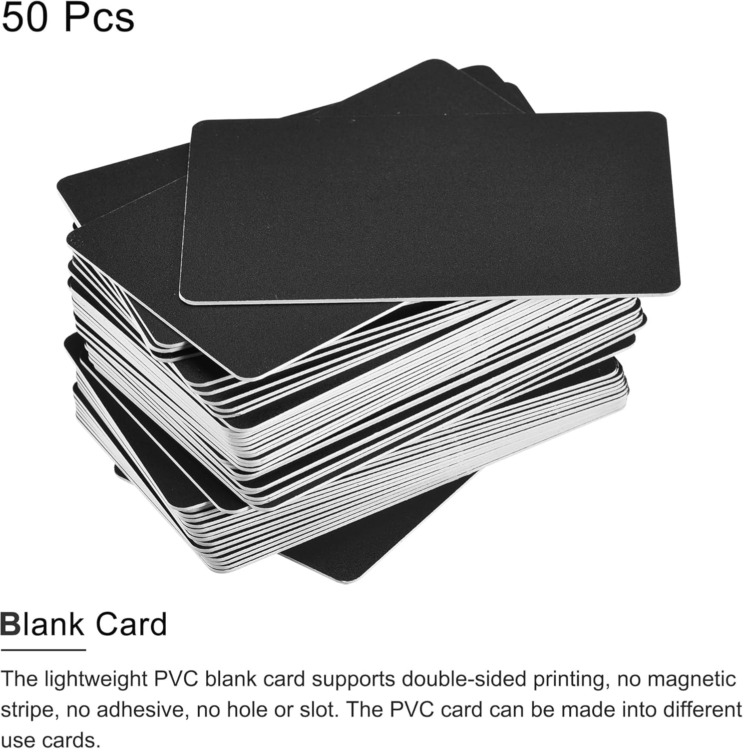 MECCANIXITY Tarjetas de PVC en blanco de plástico negro de 28 mil para impresora de tarjetas de identificación, calidad gráfica, paquete de 50