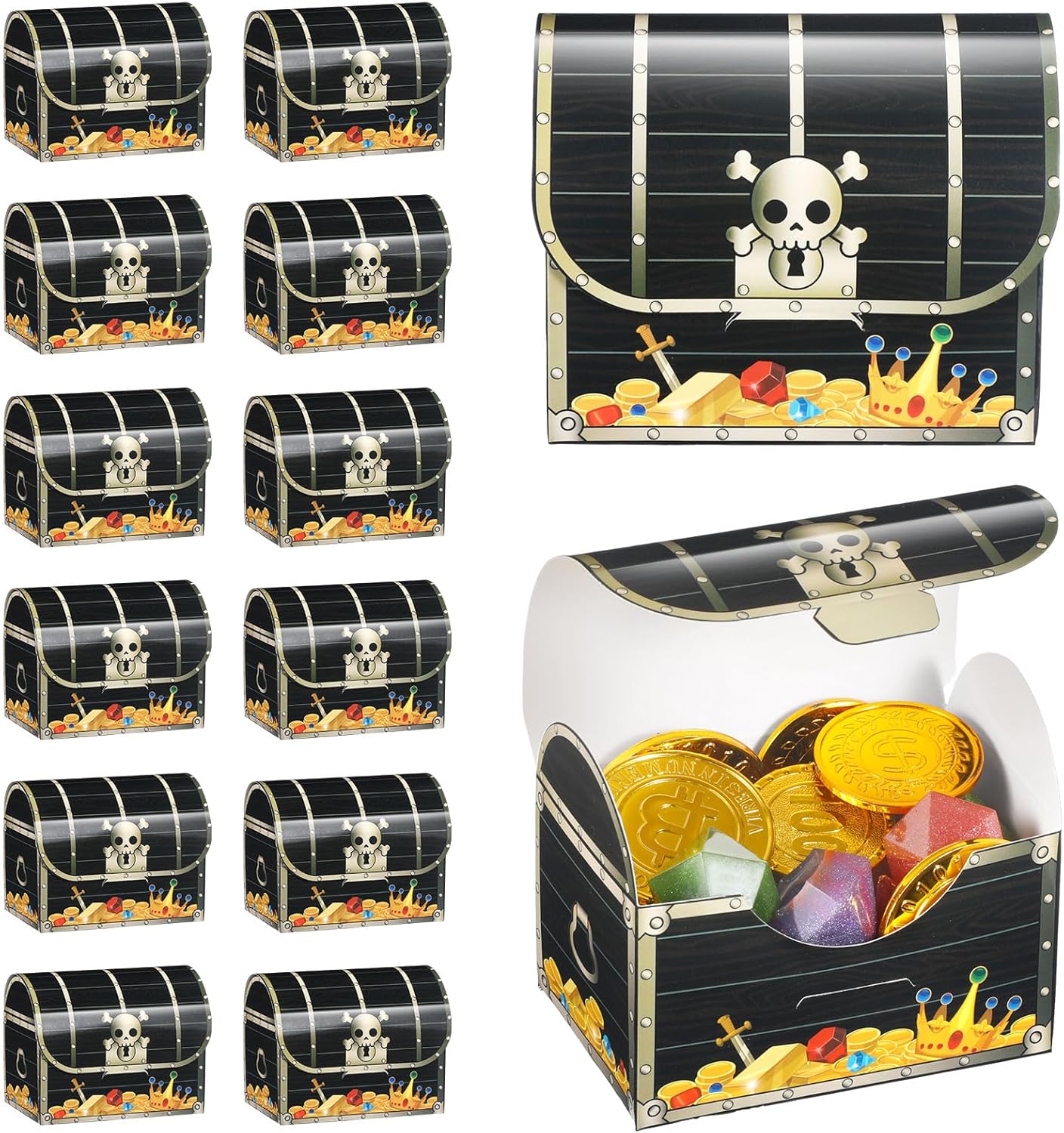 24 cajas de tesoro pirata, caja de recuerdos de fiesta pirata, cajas de dulces del tesoro, cajas de regalo pirata, cajas de regalo para Halloween,