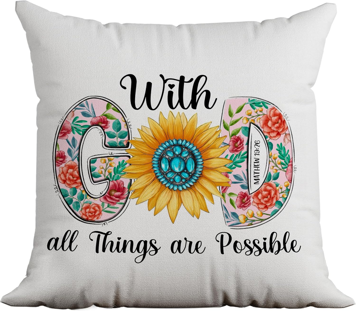 Fundas de almohada cristianas de 18 x 18 pulgadas, con dios todas las cosas son posibles, decoración religiosa para el hogar, decoración de
