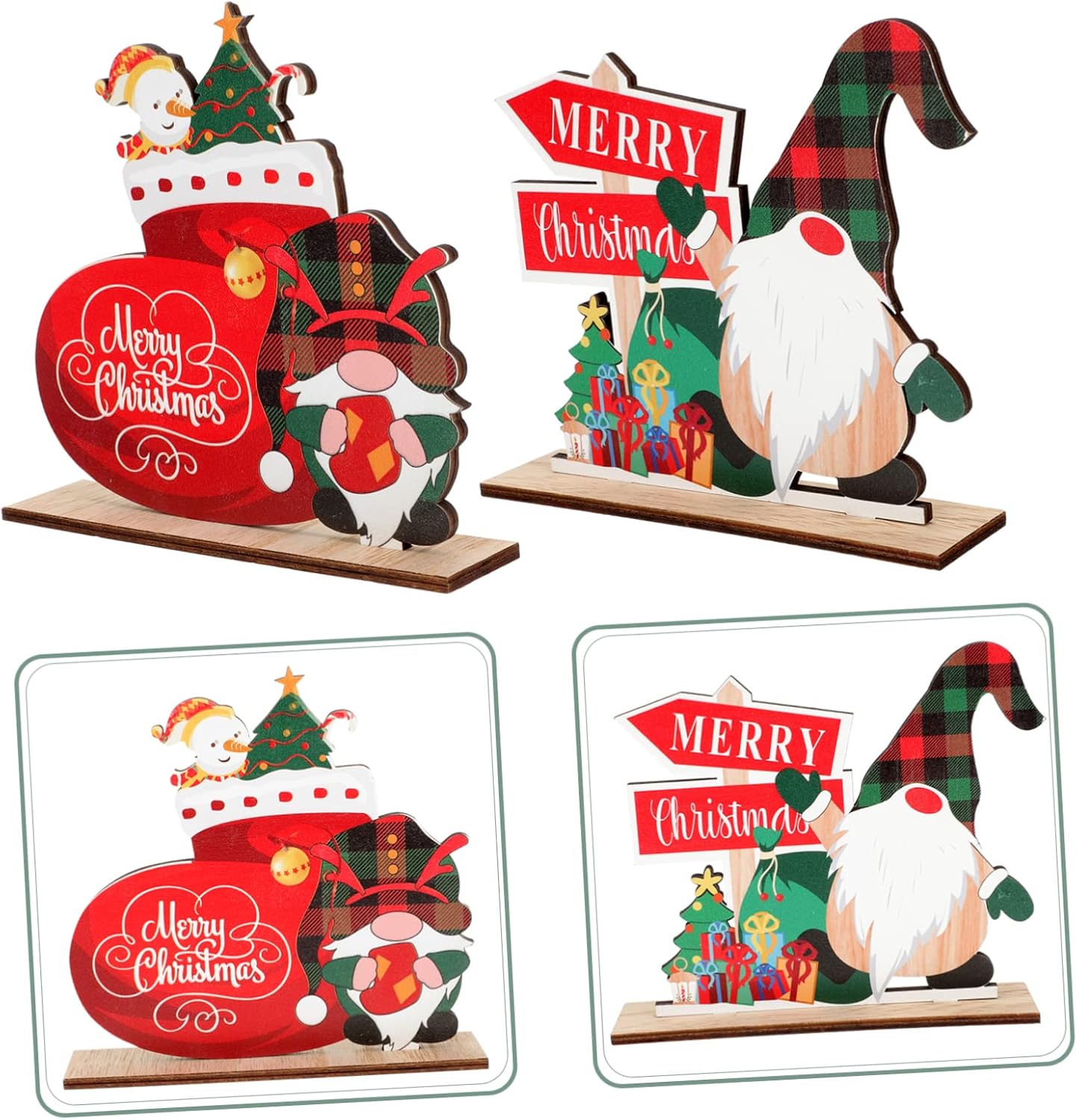Abaodam 2 adornos de madera de Navidad, letrero de madera de Papá Noel, suministros de fiesta de Navidad, centro de mesa, mesa de fiesta, letrero de