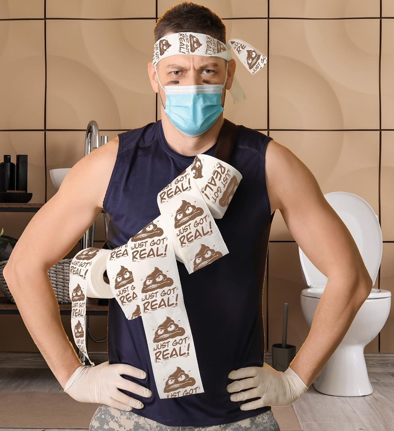 Poop Just Got Real – Papel higiénico impreso – Divertido rollo de papel higiénico para broma, sorpresa, decoración de baño, regalo novedoso para