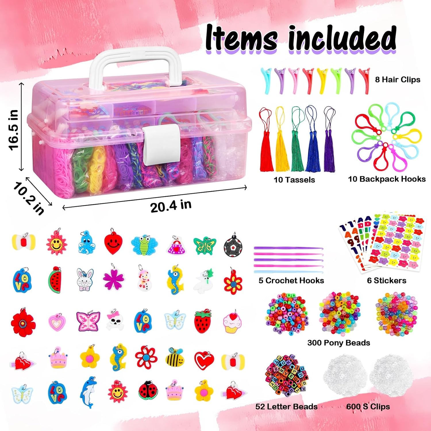 FUNZBO Kit de pulsera de goma de más de 18000  32 colores bandas de telar para kits de fabricación de joyas, kit de manualidades y manualidades de
