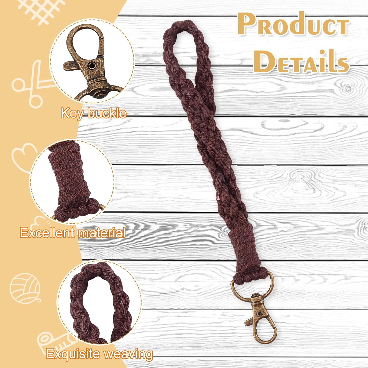 WEBEEDY Llavero trenzado de anillo, B