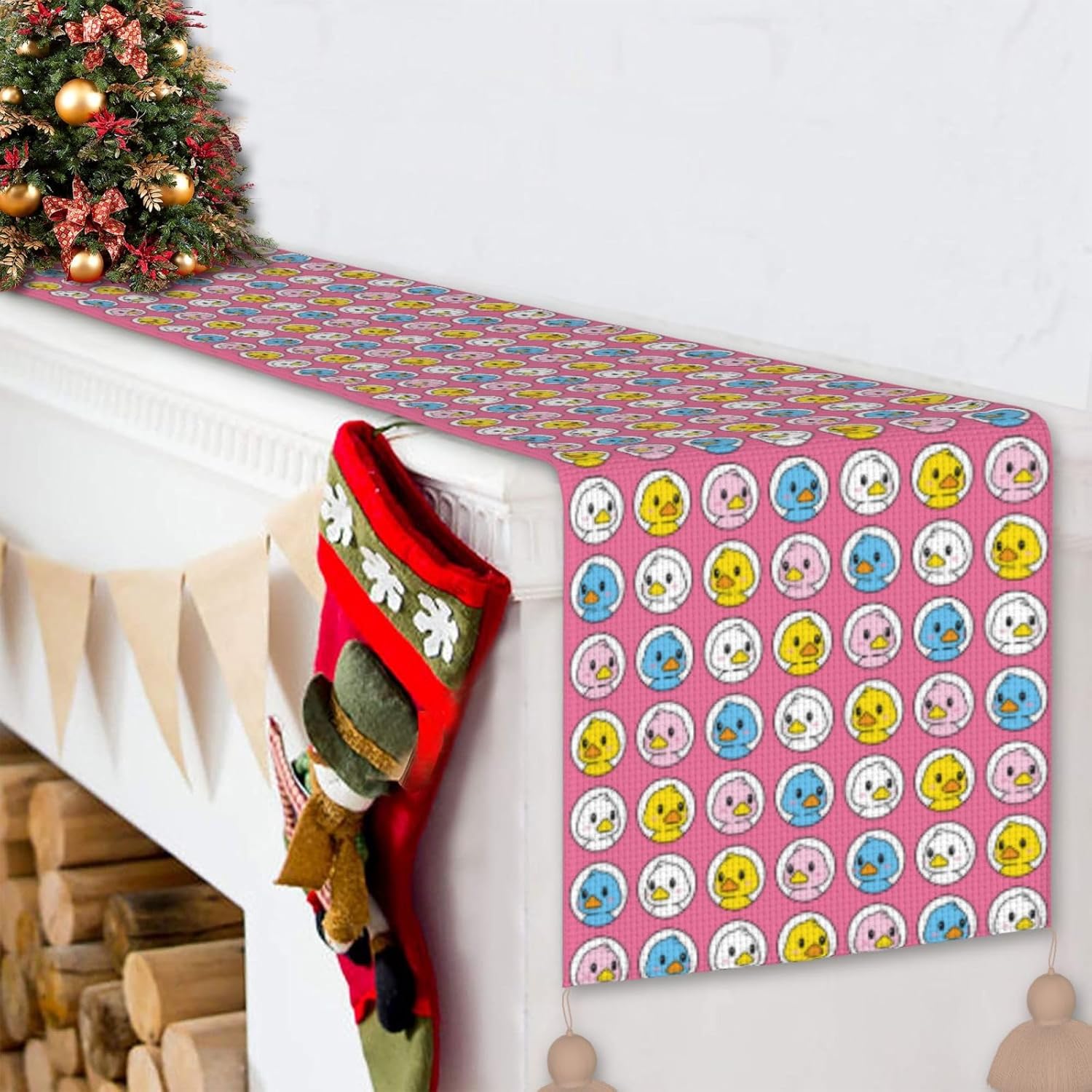 Rubber Duck Christmas Table Runner Dining Table Decor Christmas Decorations Indoor Home Decor Christmas Table Runners Xmas Navidad Decoracion 2023