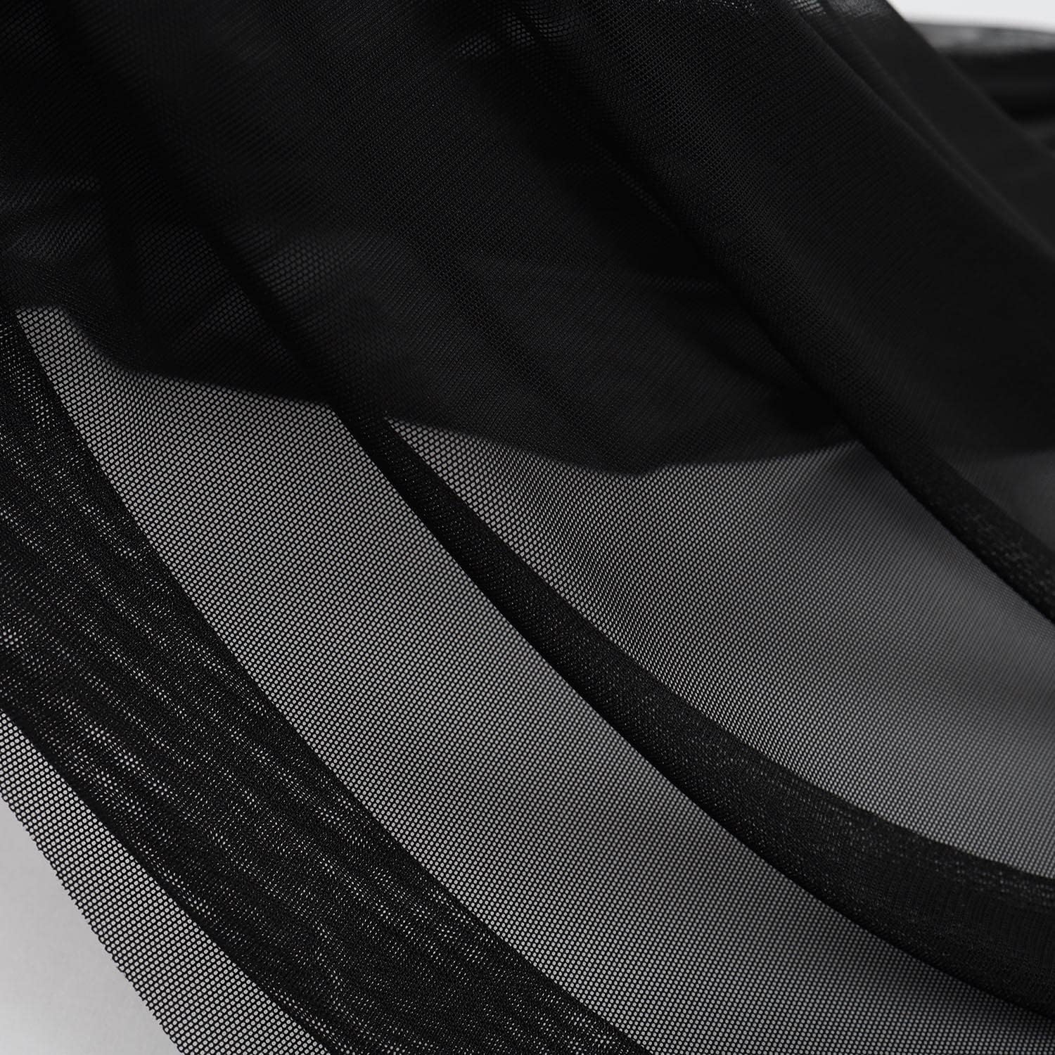 Malla elástica superfina de 4 vías de nailon y elastano, precortada 5 yardas de largo 60 pulgadas de ancho, ligera transparente (negro)