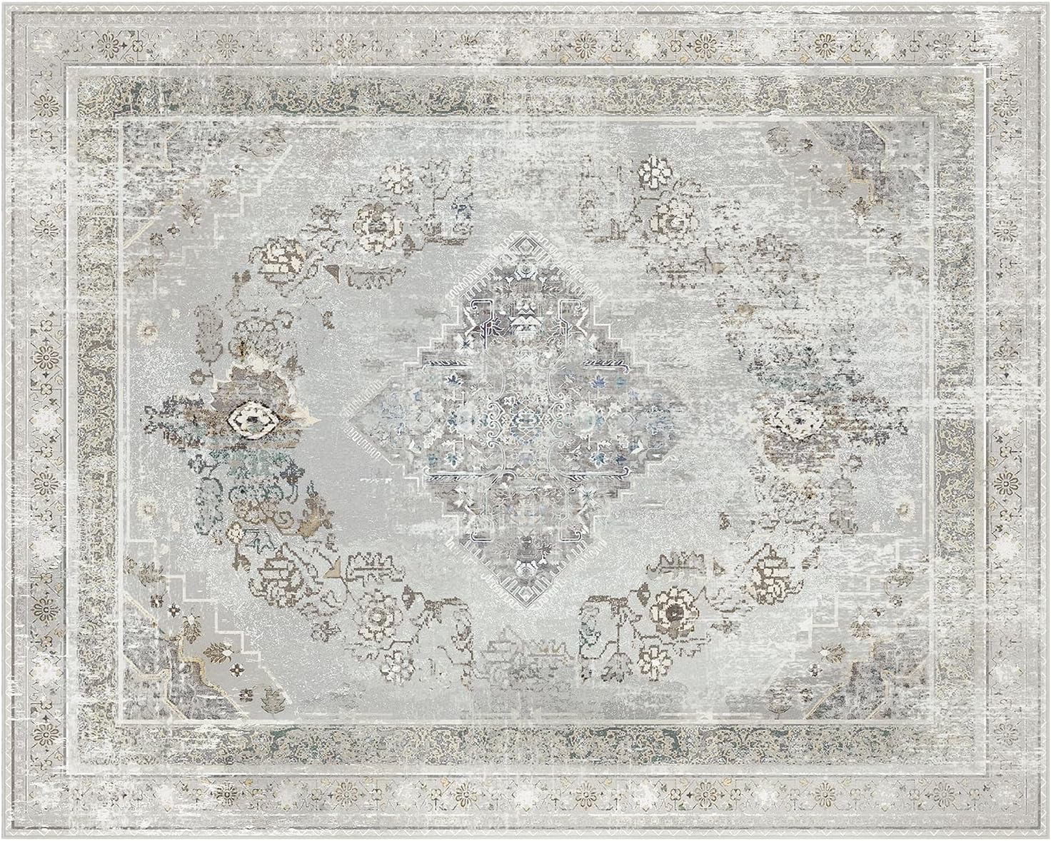 Phantoscope Vintage Collection – Alfombra de área de 8 x 10 pies, alfombra grande para sala de estar, alfombra bohemia lavable, antideslizante para