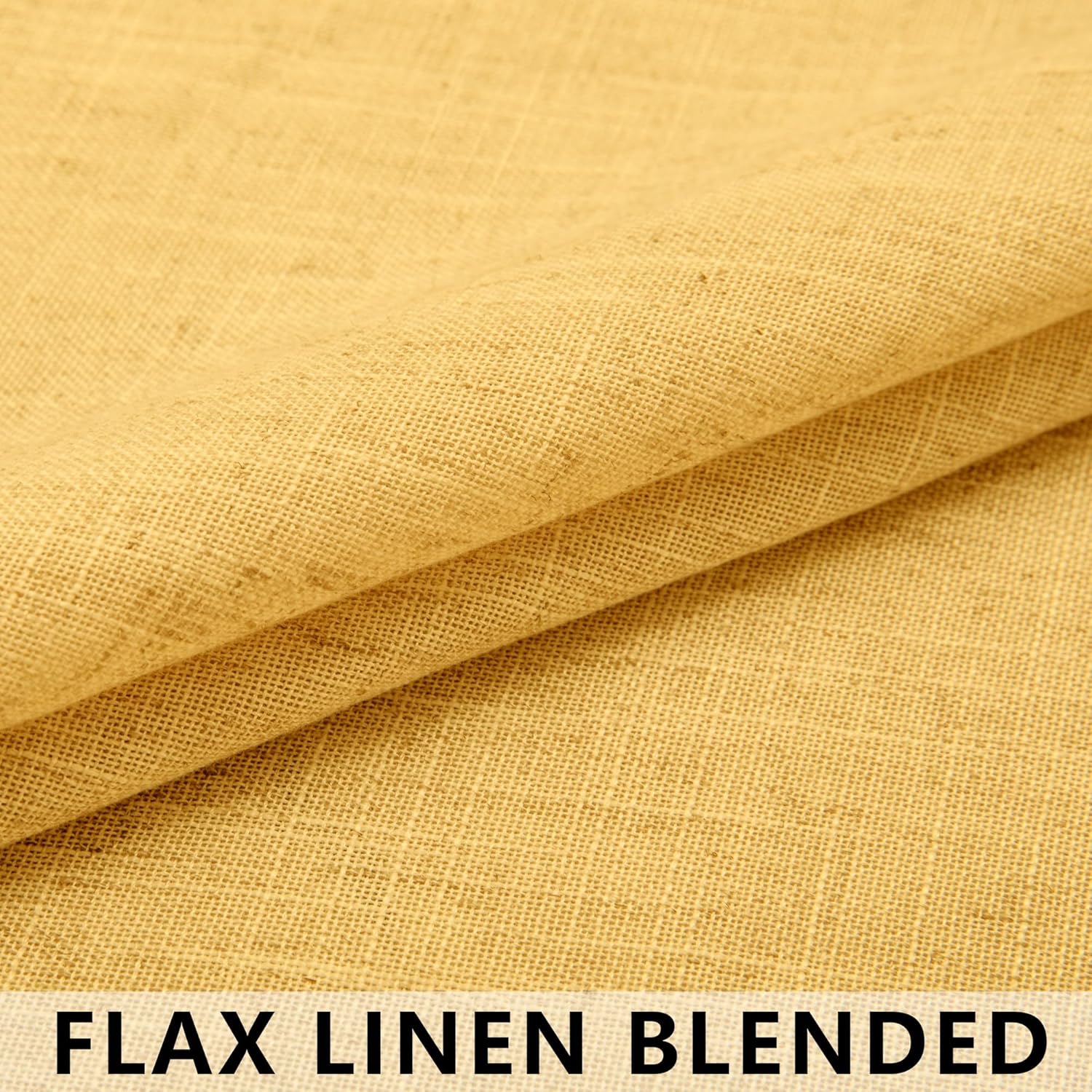 Cortinas de lino amarillo dorado de 108 pulgadas de largo para sala de estar, juego de 2 paneles con bolsillo para barra, cortinas de filtrado de