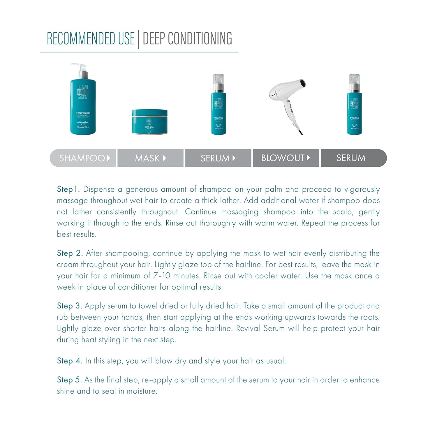 HAIR BAR NYC Ultimate Repair System Revival Conditioner  Tratamiento capilar para cabello seco dañado  Acondicionador profundo para cabello seco