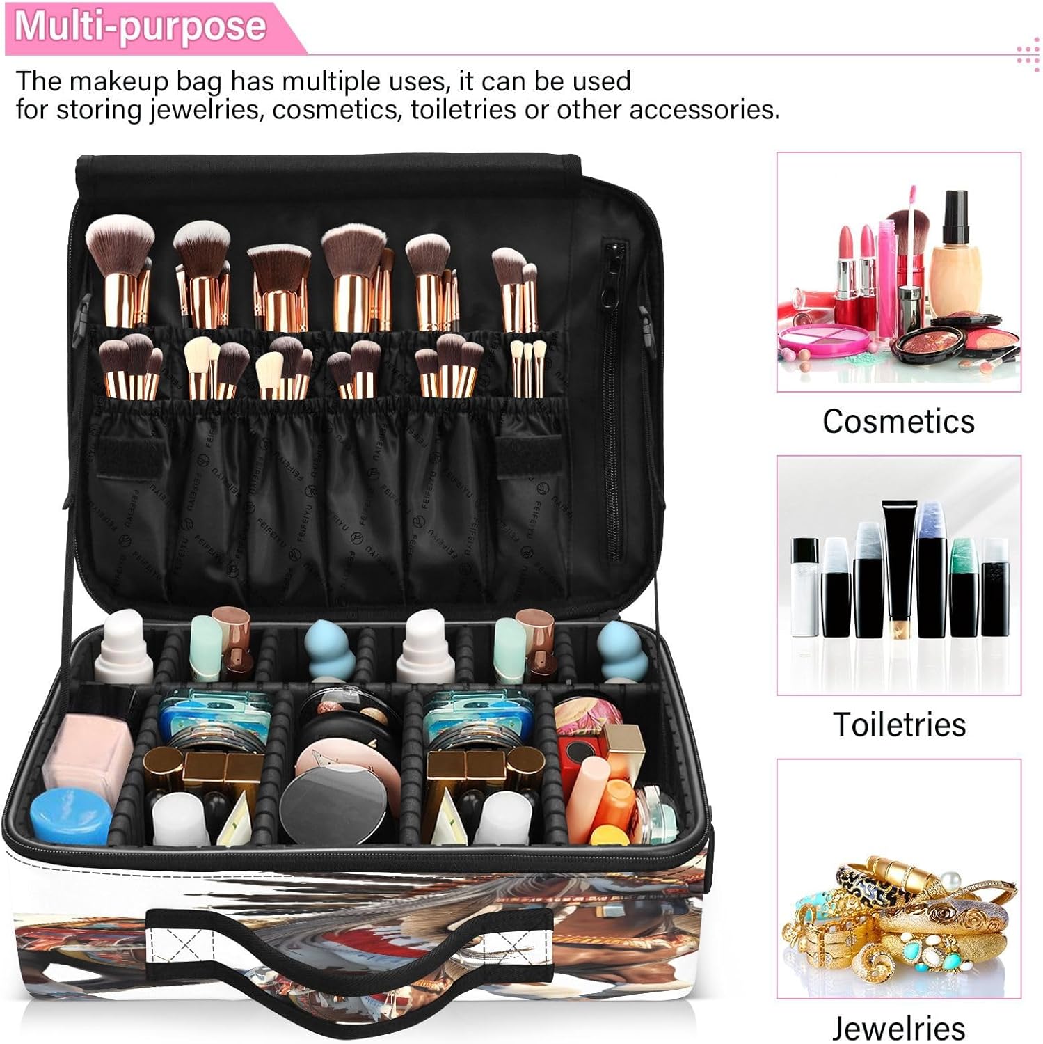 Bolsa de maquillaje de caballo indio, vaquero, occidental, bolsa de cosméticos de viaje, bolsa de almacenamiento portátil para artistas, bolsa de