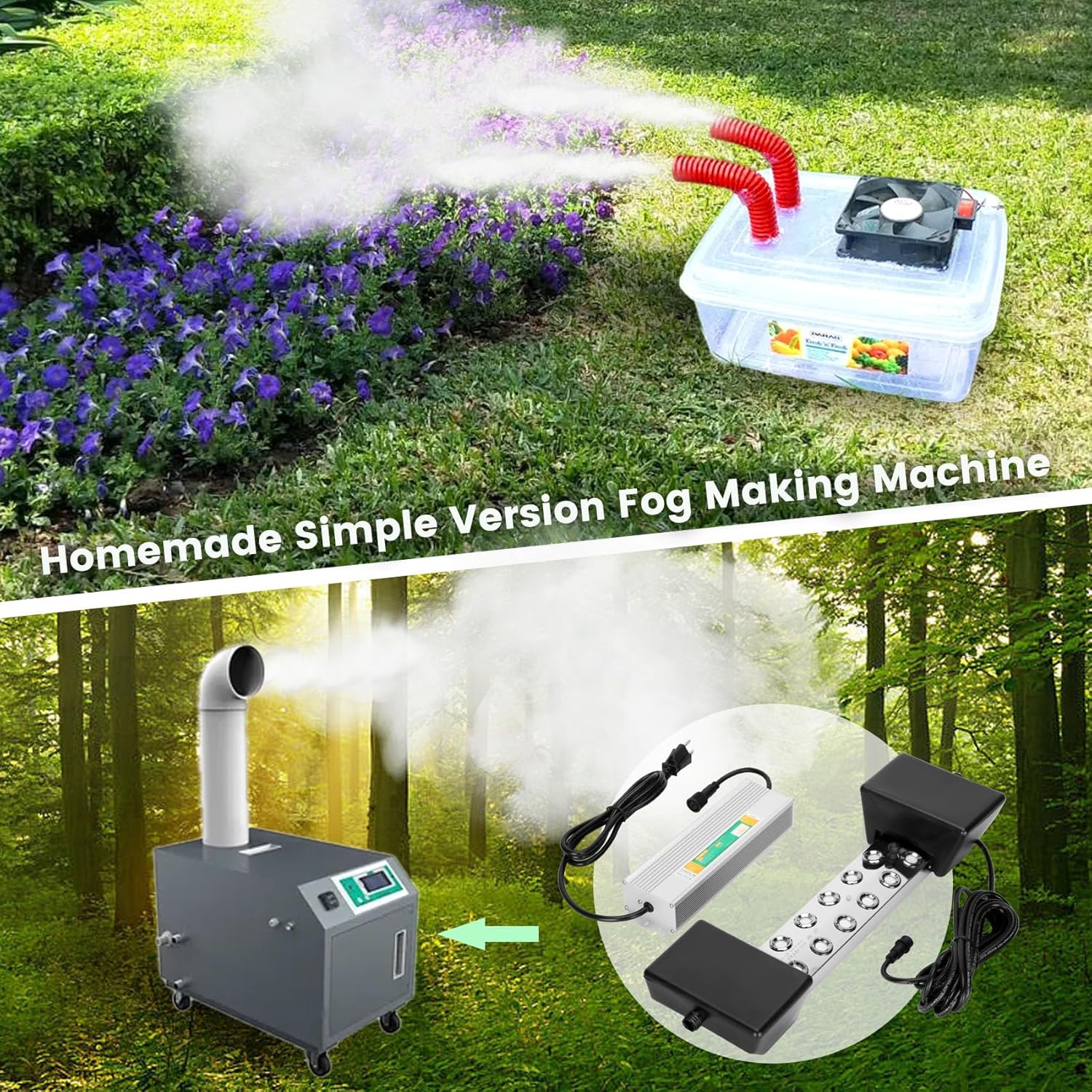 Nebulizador ultrasónico con 12 cabezales (304.3 fl ozH), 400 W de potencia a prueba de agua a prueba de agua Mister ultrasónico humidificador