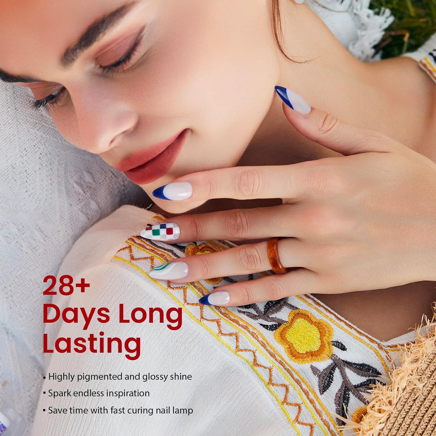 Beetles – Kit de esmalte de uñas de gel con luz UV, 53 piezas, kit de iniciación de gel de 32 colores, rosa, azul, purpurina, juego de esmalte de