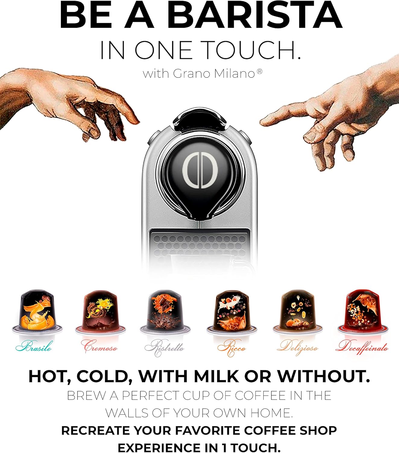 Grano Milano Coffee Pods Aluminium Ricco – 100 cápsulas de café tostado oscuro – Intensidad 1112, compatible con Nespresso* Línea original Made in
