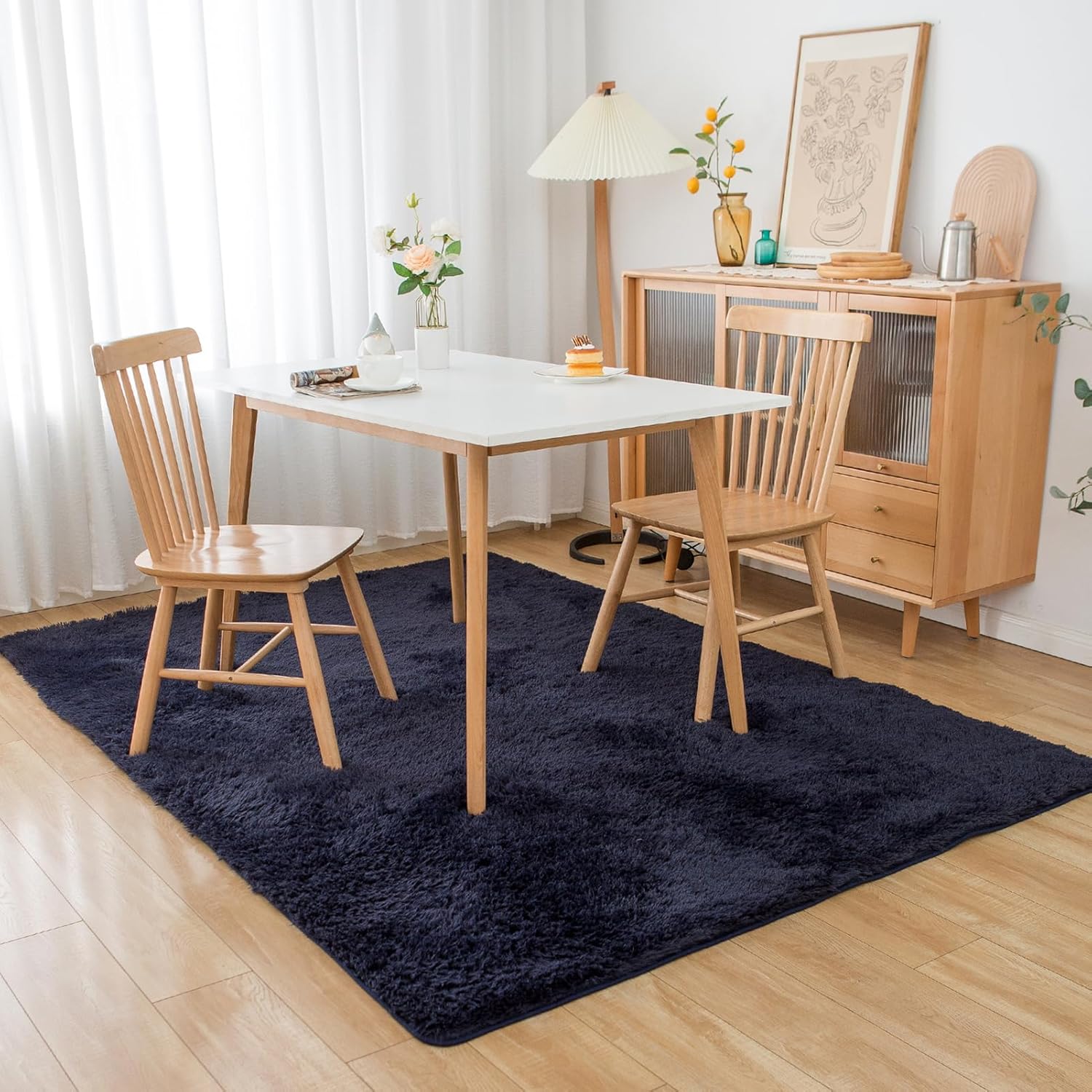 Alfombra súper esponjosa de 4 x 6 pies, alfombra de felpa antideslizante para sala de estar, habitación de los niños, alfombra moderna y suave para