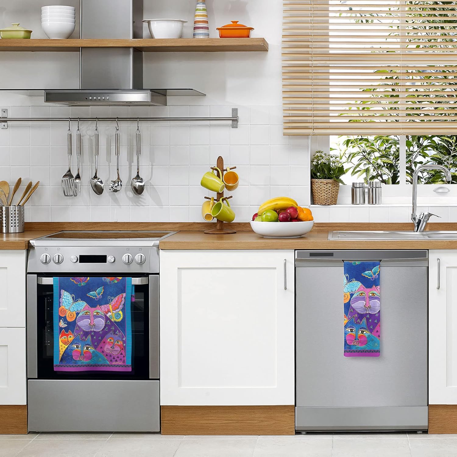 RainCaper Laurel Burch Flutterbyes – Toallas de cocina de 18 x 28 pulgadas, 1 CT  100% algodón súper suave y absorbente