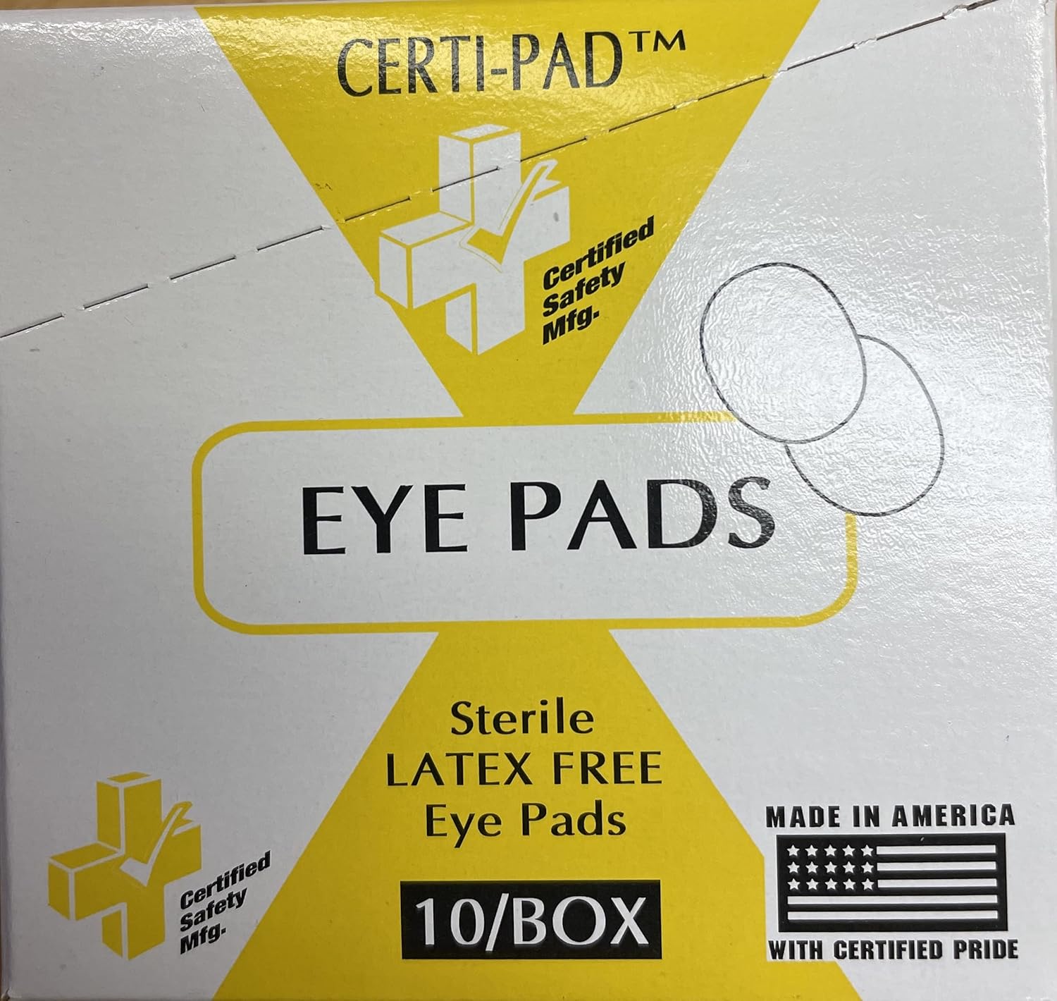 Almohadillas para los ojos CertiPad de seguridad certificadas, sin látex, estériles 10 cajas