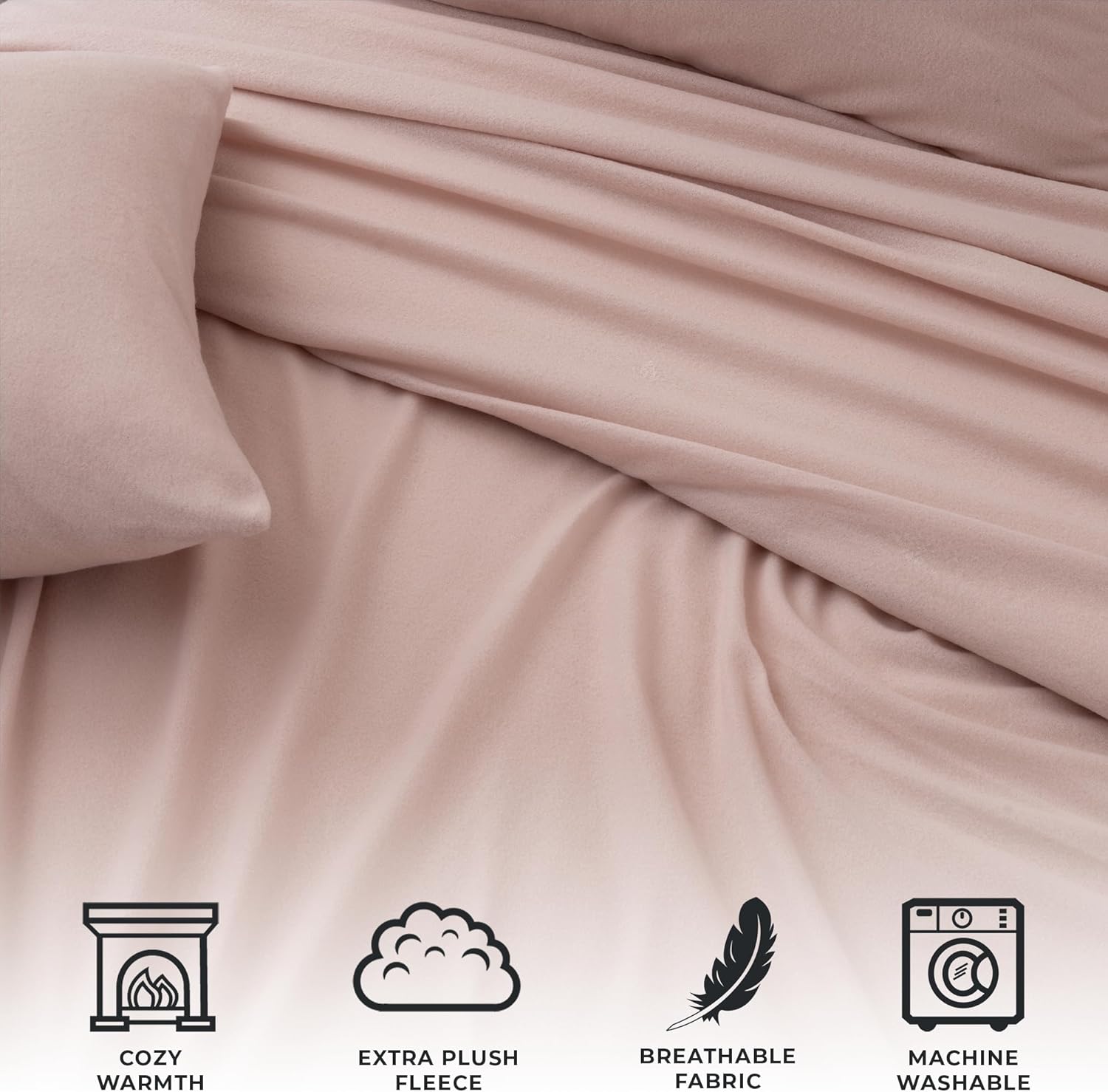 Juego de sábanas de felpa extra suave. Sábanas de invierno acogedoras, tibias, suaves, permiten la ventilación, colores lisos Colección Christina