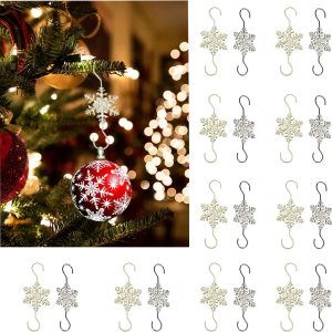 IHEOJAOC Ganchos de adorno de Navidad  Ganchos decorativos de copo de nieve dorado plateado (20 unidades, plata dorada) IHEOJAOC Ganchos de adorno de Navidad  Ganchos decorativos de copo de nieve dorado plateado (20 unidades, plata dorada)