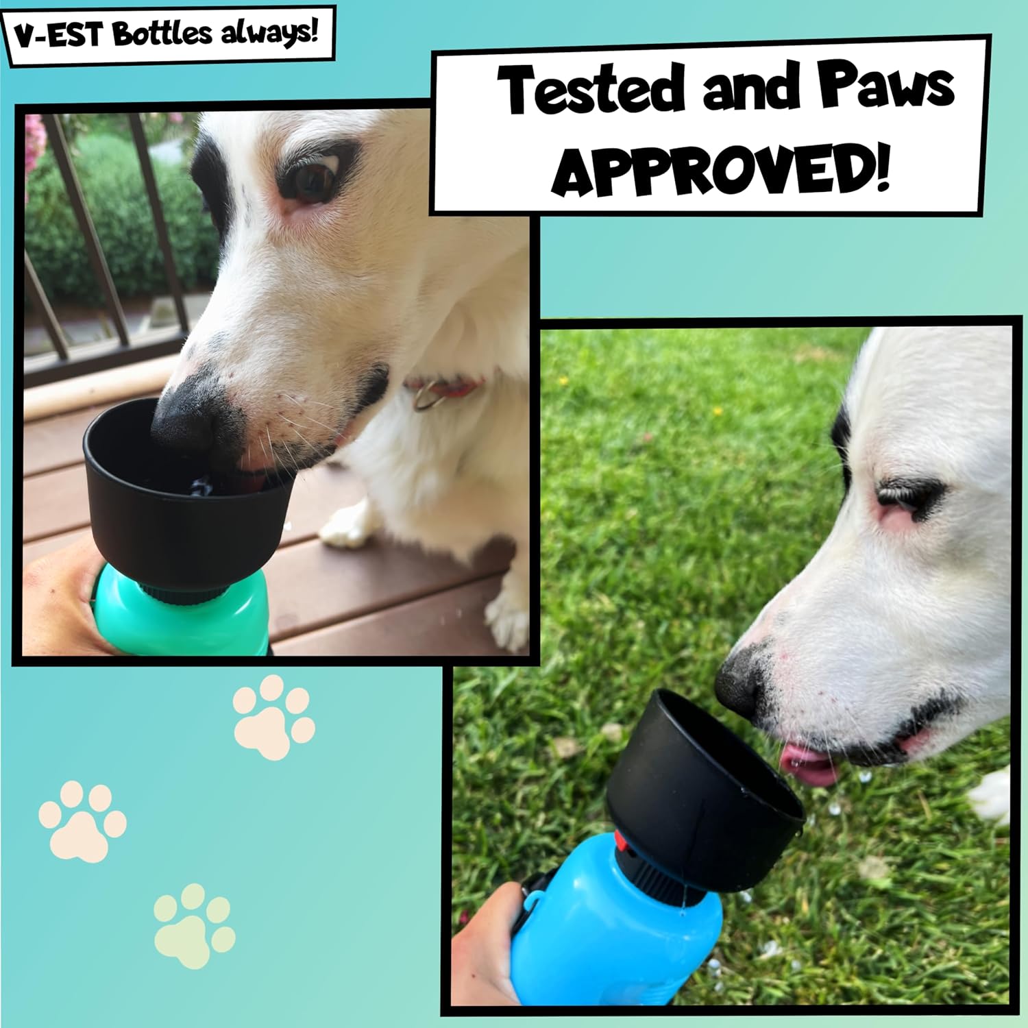 V-EST Botella de agua para perros  Botella de agua de viaje para perros  Botella para perro  Tazón de agua de viaje para mascotas  Botella de agua