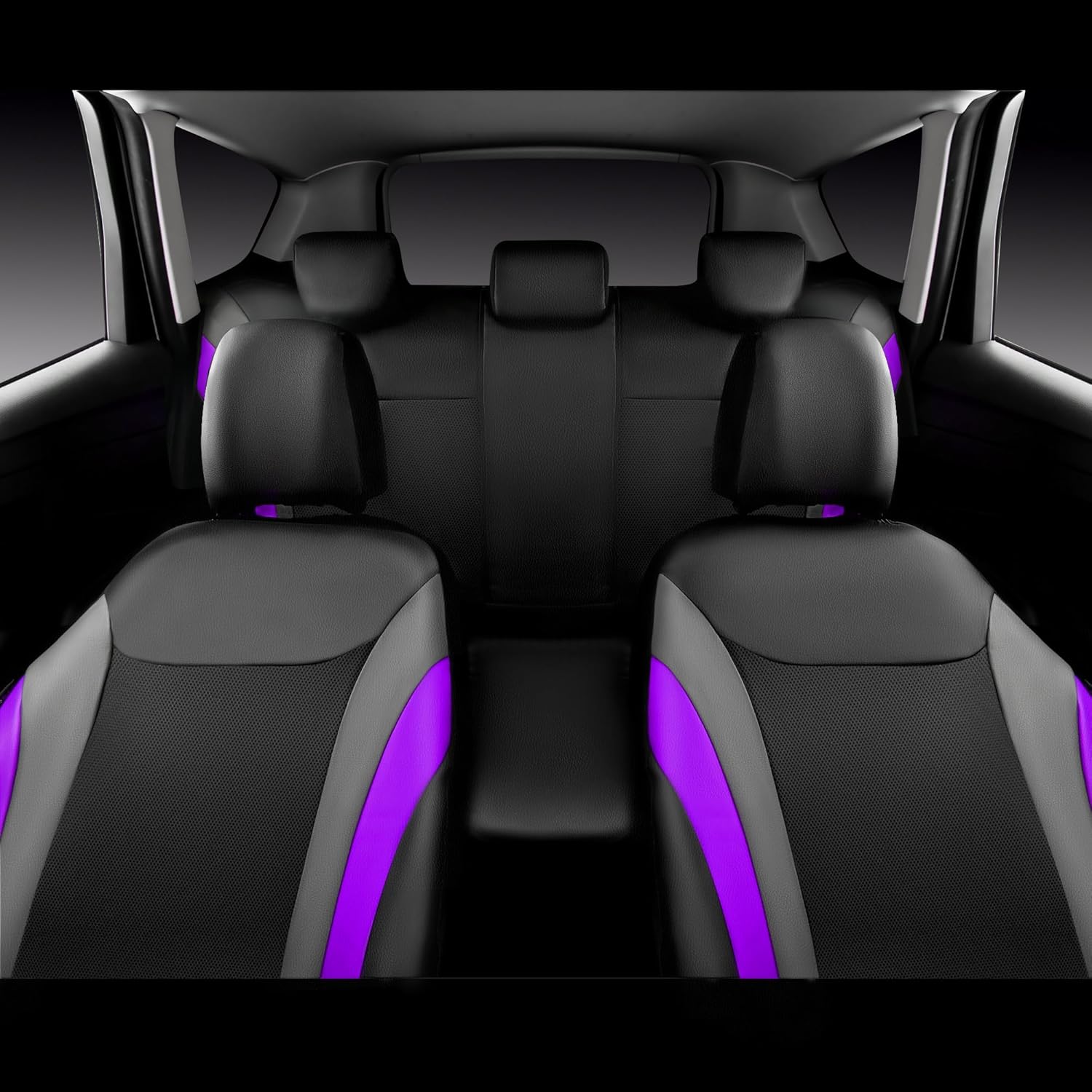 CAR PASS Juego completo de fundas de asiento de automóvil de cuero, impermeables, para automóviles, SUV, sedán, camión, compatible con bolsas de