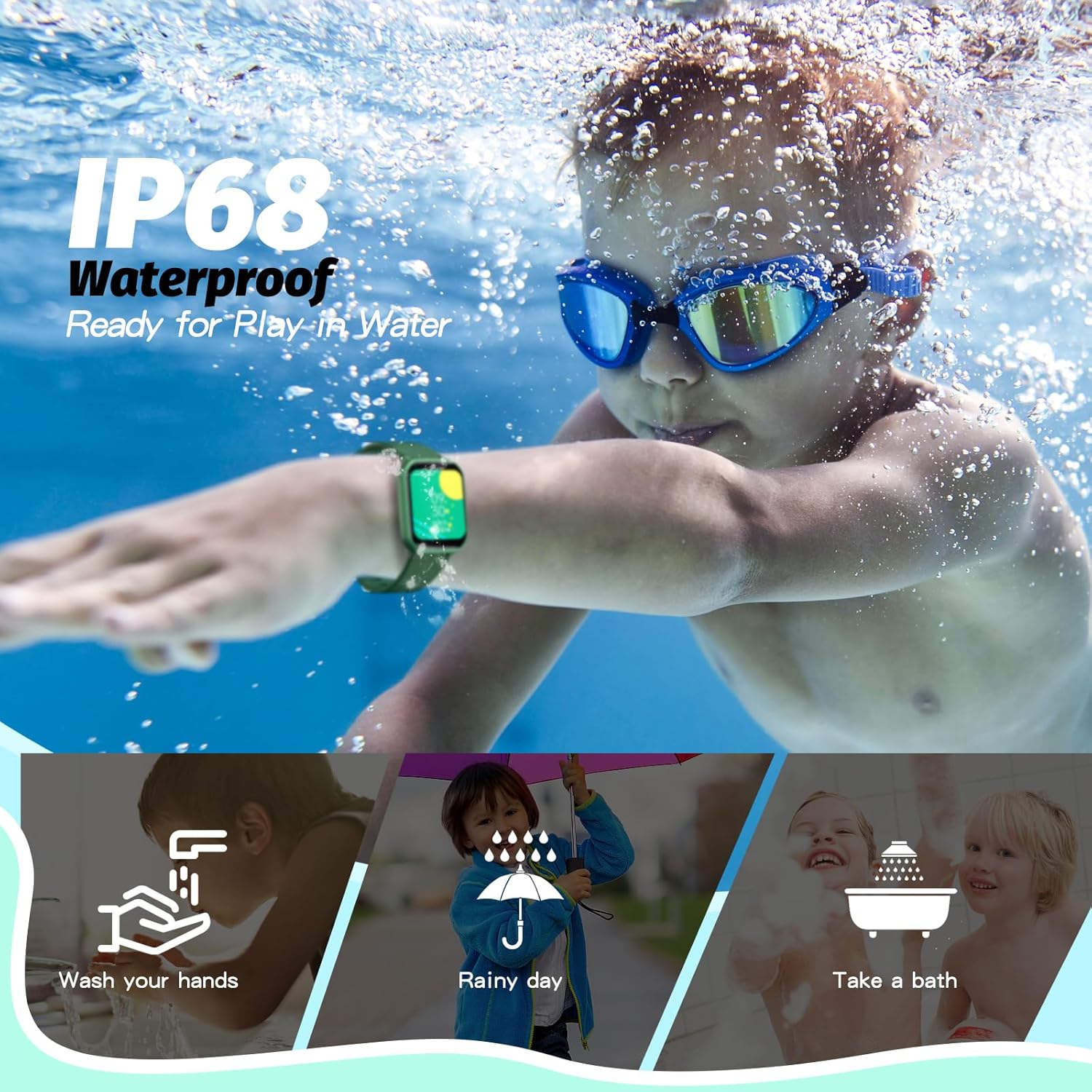 YOUSOKU Reloj inteligente para niños y niñas, reloj de seguimiento de actividad física para niños, esfera de bricolaje de 1.5 pulgadas, 19 modos