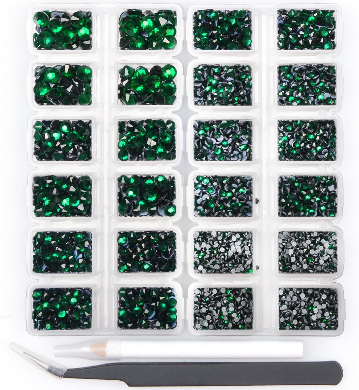8000 unidades de piedras preciosas de cristal redondas de fijación en caliente, piedras de cristal con parte trasera plana para hacer bricolaje con
