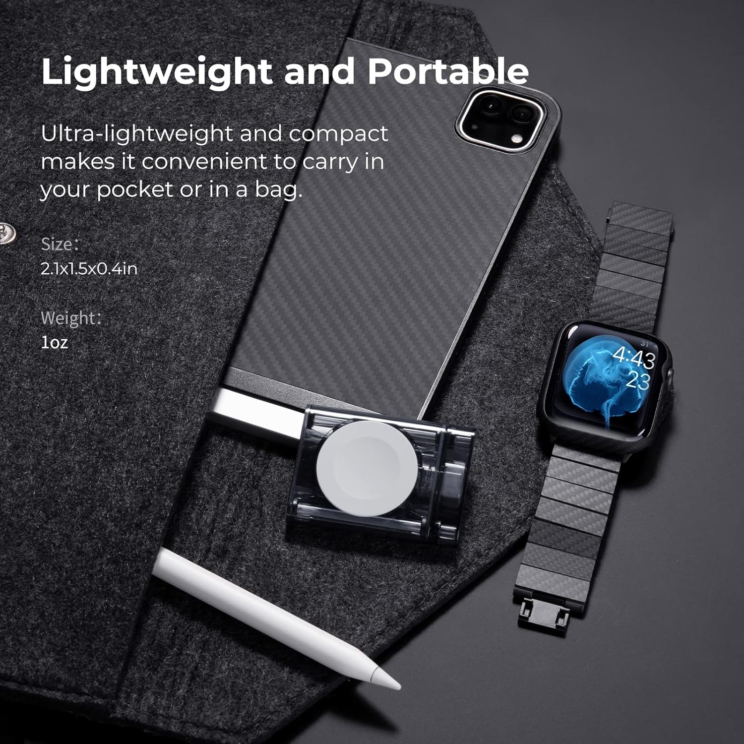 PITAKA Power Dongle para Apple Watch, cargador magnético inalámbrico portátil con certificación MFi USB C compatible con Apple Watch Series 7SE654321