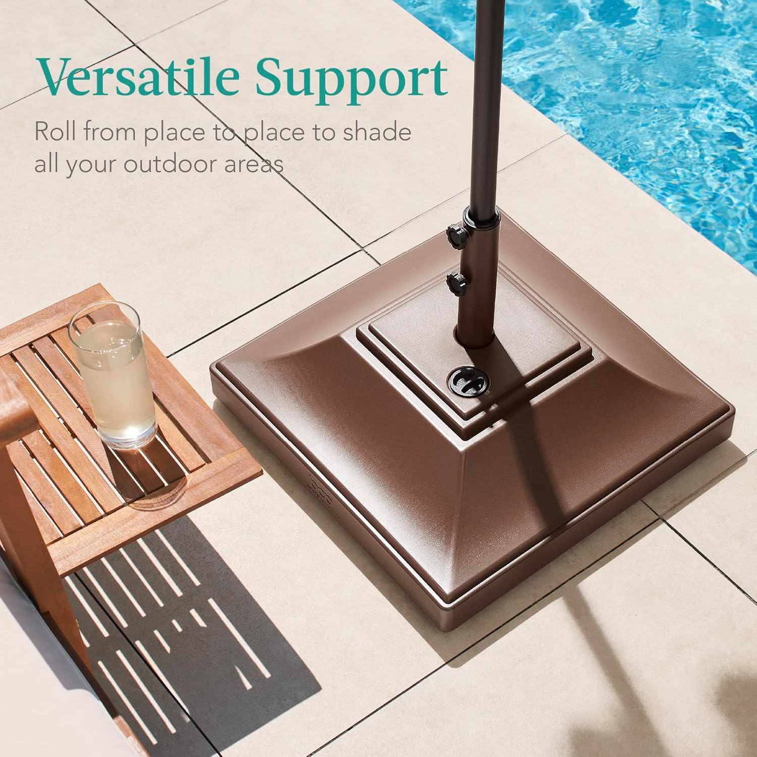 Best Choice Products Base de sombrilla móvil rellenable, base resistente, soporte de mercado cuadrado escalonado para patio, terraza, exterior con 4