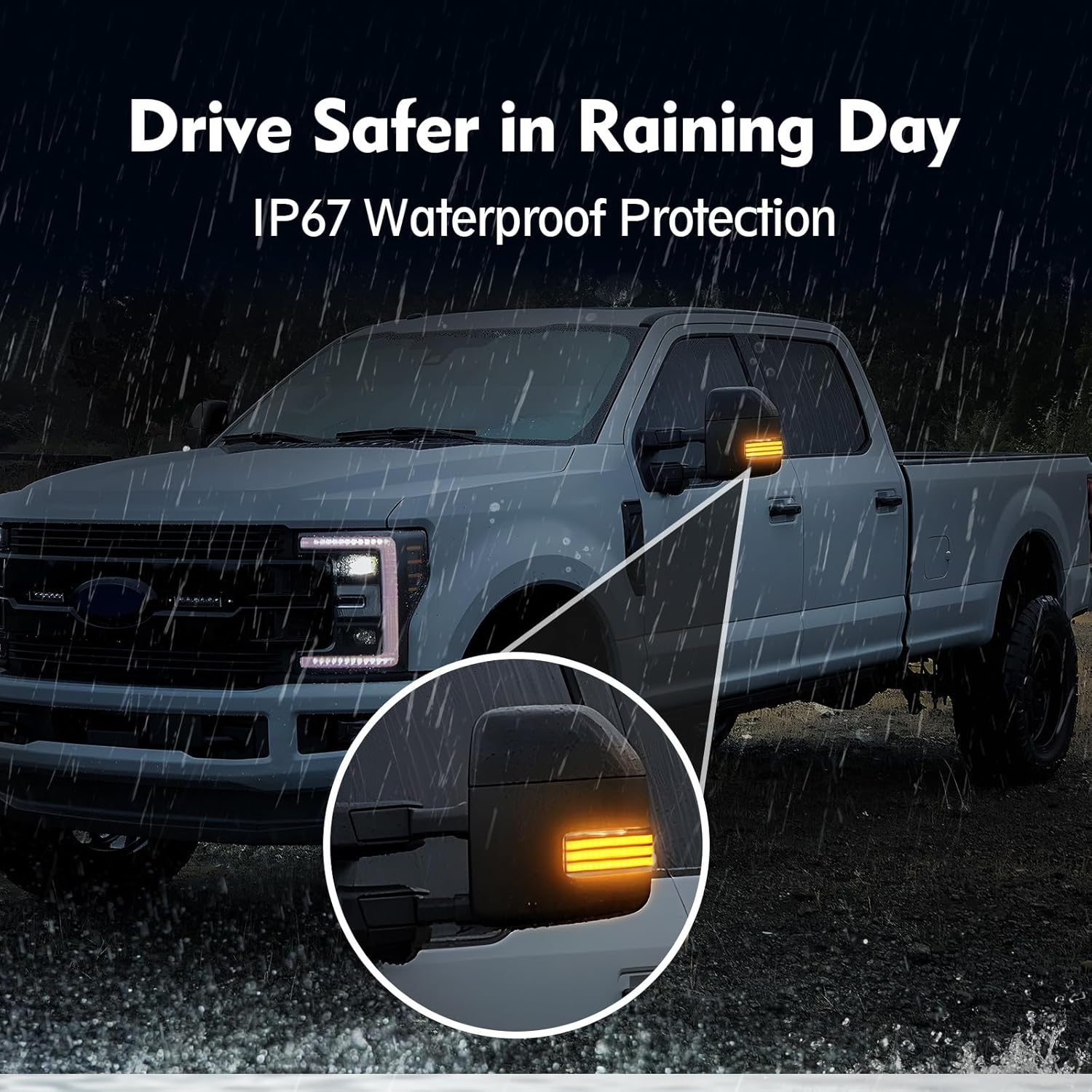 Espejo de remolque secuencial LED compatible con F150 2015-2022F250 F350 F450 Super Duty 2017-2022