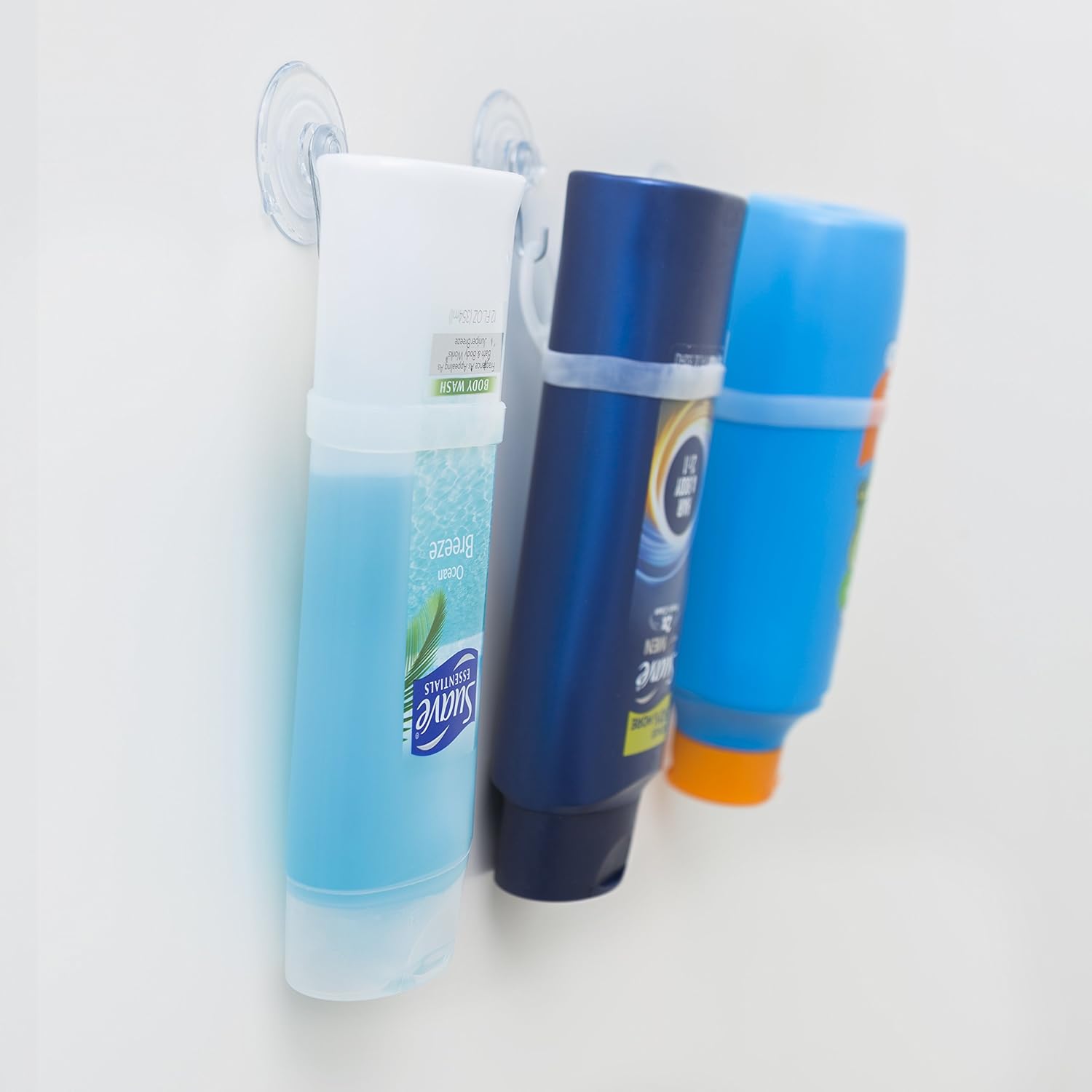 Organizador de ducha para pared con ventosa de ducha y gancho a prueba de óxido, para colgar botellas de champúacondicionador en superficies lisas,