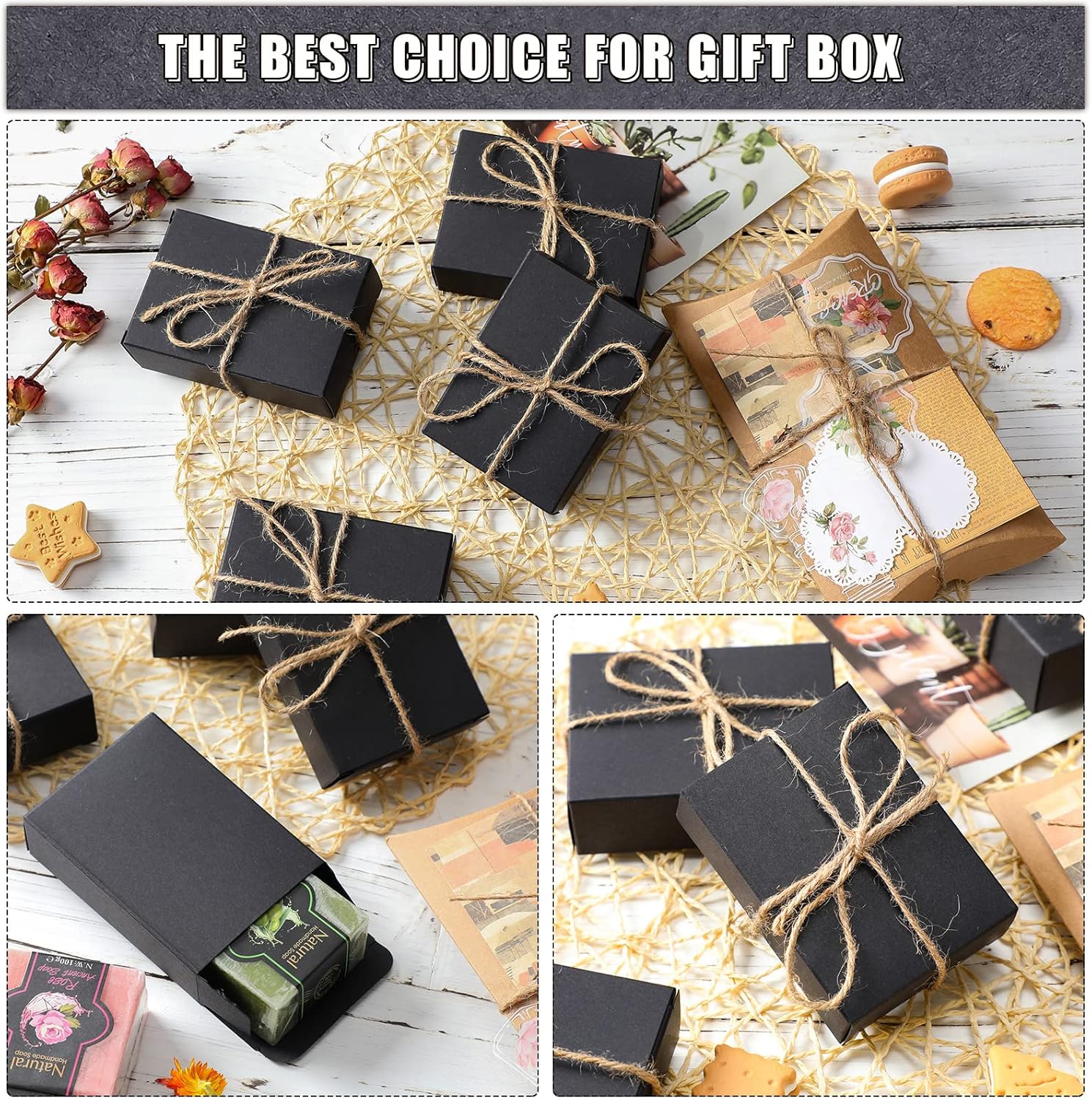 50 cajas de jabón Kraft para jabón casero sin ventanas, cajas de jabón vacías para hacer jabón, suministros para hacer jabón, regalos de fiesta,