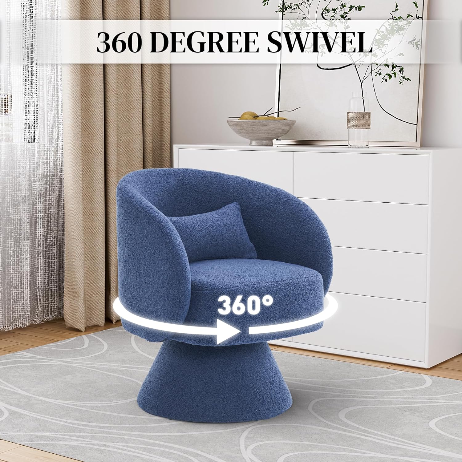 Silla giratoria decorativa, sillas giratorias de barril de 360 grados, sillones modernos tapizados, sillas giratorias para sala de estar,