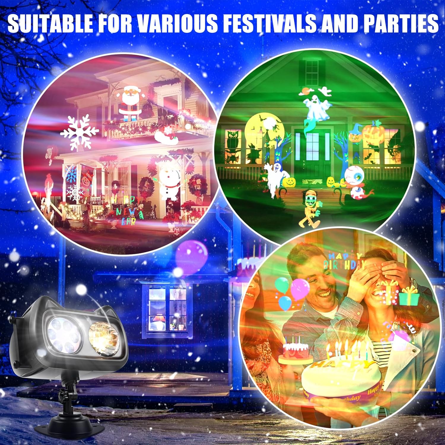 Proyector de luces de Navidad 12 en 1 para exteriores, lámpara LED impermeable IP65, lámpara LED giratoria de 180 para Navidad, fiesta de Halloween,