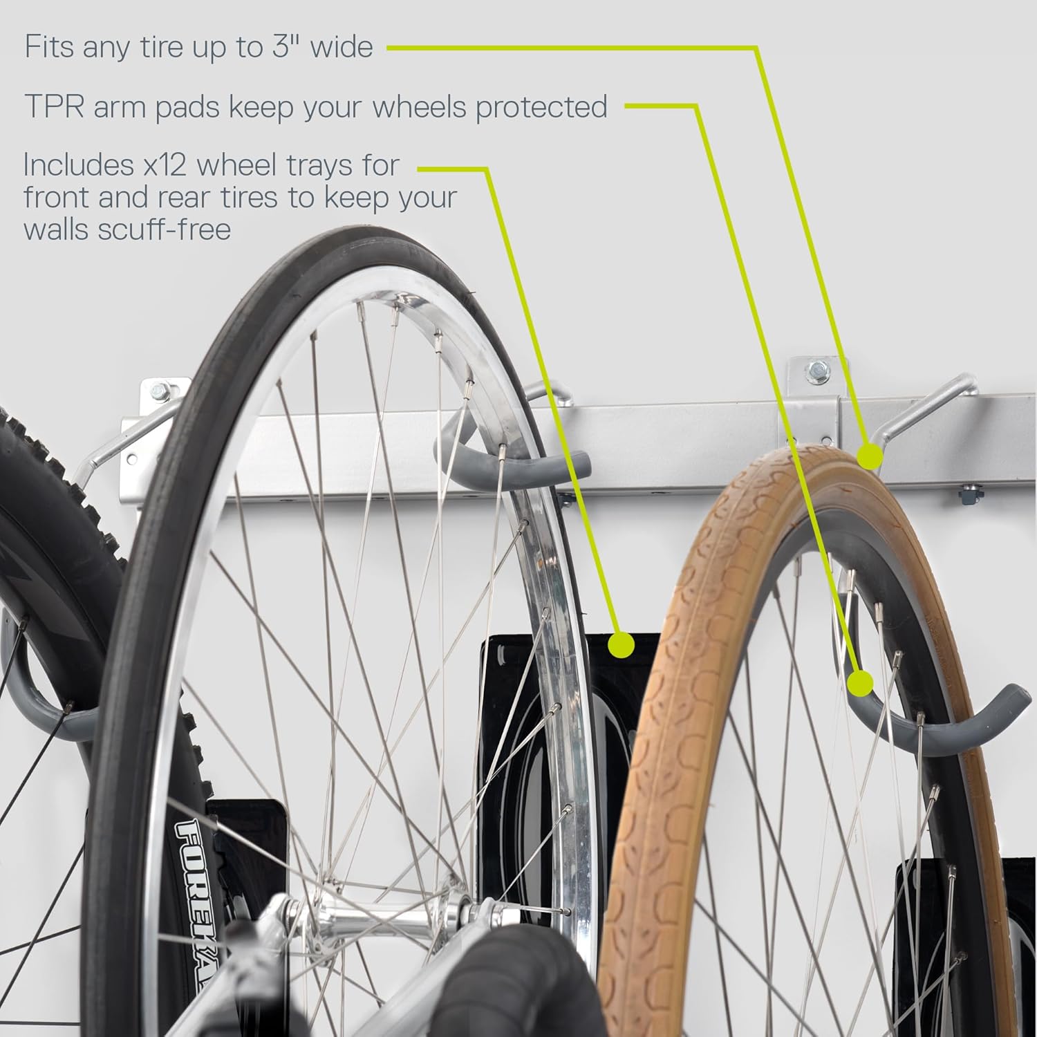 Garage Bike Rack Wall Mount Rail Rack by Delta Cycle – Bike Hangers for Garage – Bike Storage Rack for MTB, Road & Ebike – Holds up to 300 lbs –