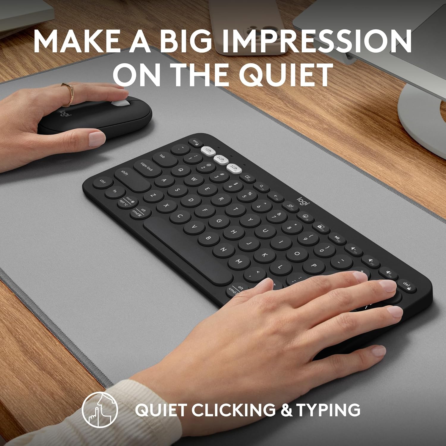 Logitech Pebble 2 Combo, teclado y mouse inalámbricos, silencioso y portátil, personalizable, perno logi, Bluetooth, fácil de cambiar para Windows,