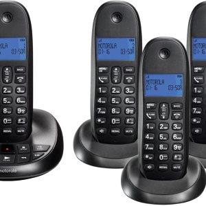 Motorola DECT 6.0 Teléfono doméstico inalámbrico digital con contestador automático y cuatro teléfonos C1014LX Motorola DECT 6.0 Teléfono doméstico inalámbrico digital con contestador automático y cuatro teléfonos C1014LX