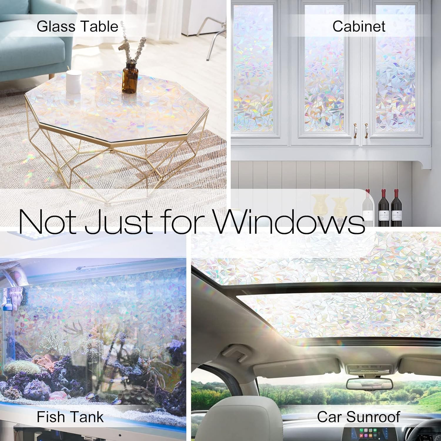 rabbitgoo Película de privacidad para ventana, vinilo decorativo 3D para ventana, adhesivo estático para ventana, adhesivo estático no adhesivo,