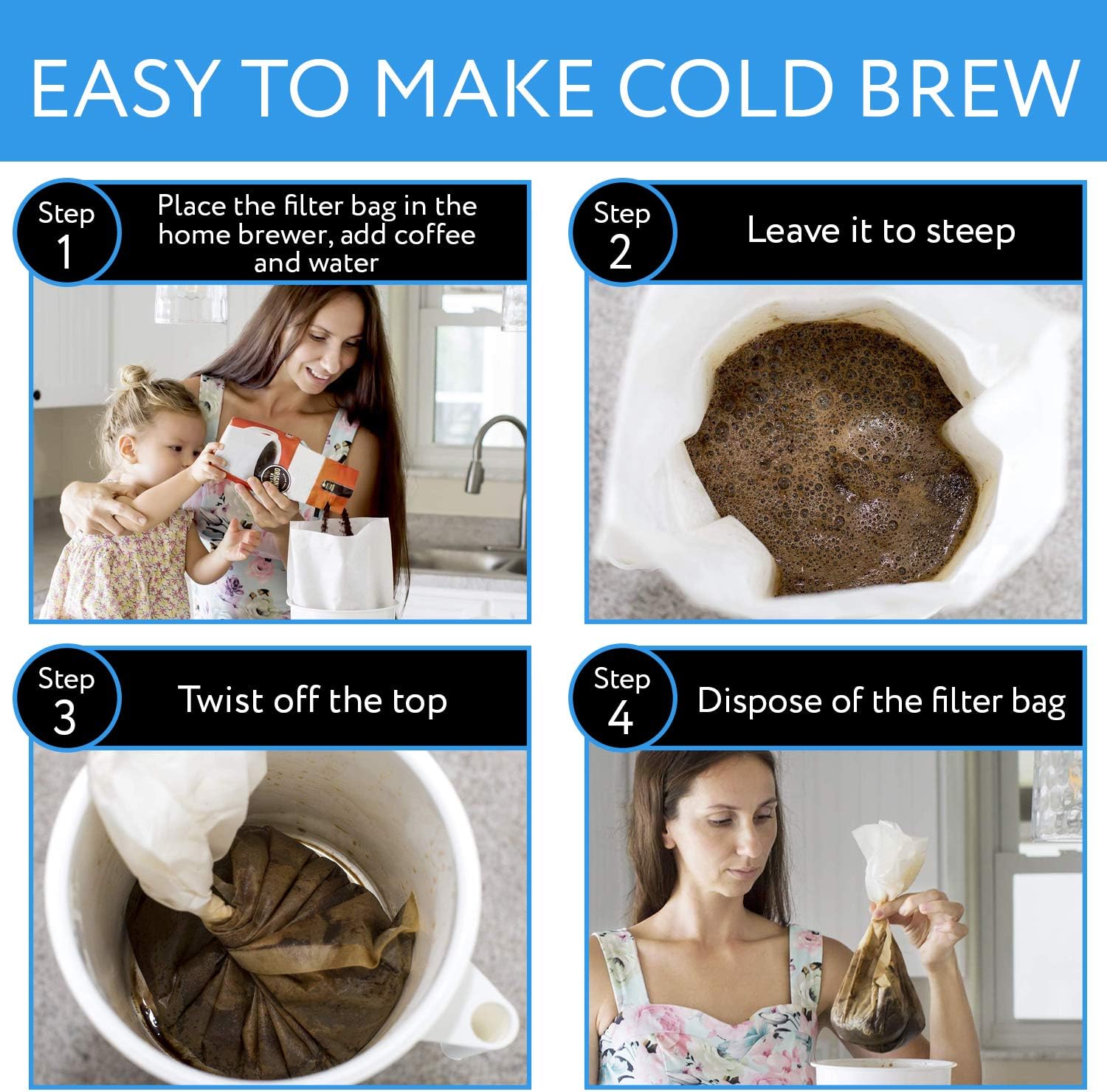 Impresa Paquete de 30 bolsas de filtro de papel de preparación en frío compatibles con Toddy(R) y OXO BREW – Bolsa de filtro para el sistema de