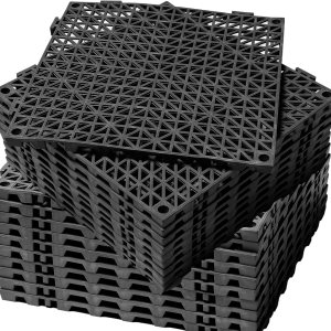 Azulejos de drenaje entrelazados de 12 x 12 pulgadas, paquete de 12 azulejos de drenaje antideslizantes para pisos, tapetes modulares de empalme de Azulejos de drenaje entrelazados de 12 x 12 pulgadas, paquete de 12 azulejos de drenaje antideslizantes para pisos, tapetes modulares de empalme de