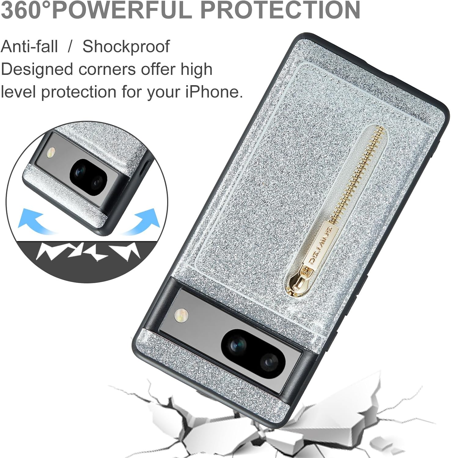 Asuwish Funda de teléfono para Google Pixel 7A 5G 2023 con protector de pantalla de vidrio templado y ranura para tarjeta de crédito, soporte con